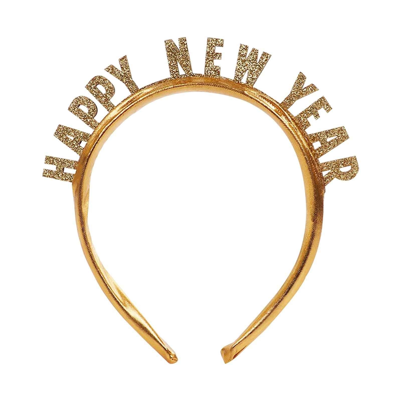 New Year Headband Party Hair Hoop Glitter Letter Hairband for Xmas Costume HAPPY NEW YEAR