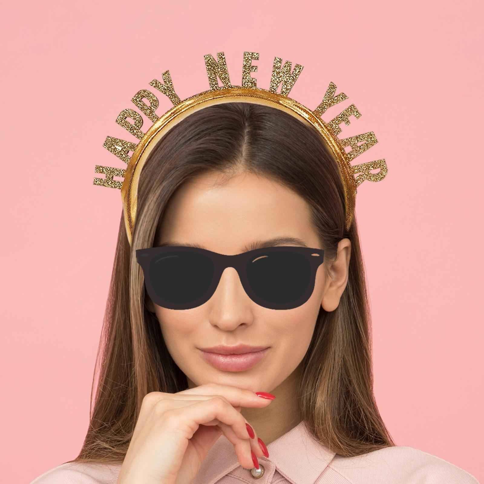 New Year Headband Party Hair Hoop Glitter Letter Hairband for Xmas Costume HAPPY NEW YEAR