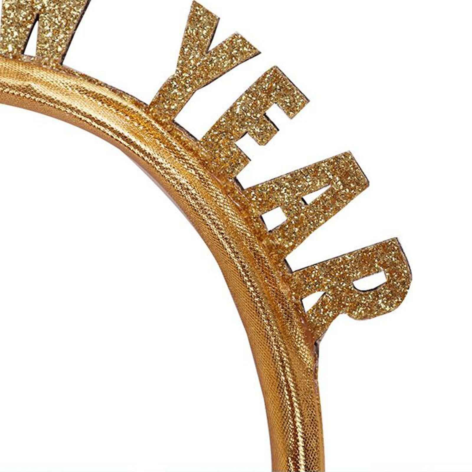 New Year Headband Party Hair Hoop Glitter Letter Hairband for Xmas Costume HAPPY NEW YEAR