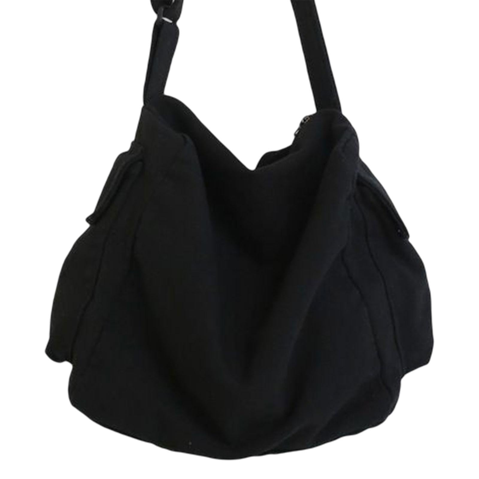 Multifunction Canvas Hobo Bag Durable Women Men Vintage Style for Work Beach Black