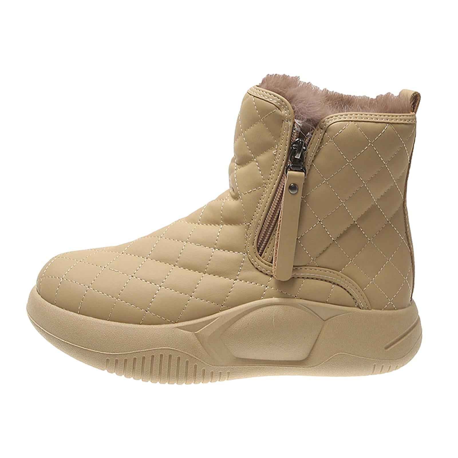 Winter Snow Boots Warm Lined Short Boots Fashion for Trekking Hiker Winter 39 Khaki