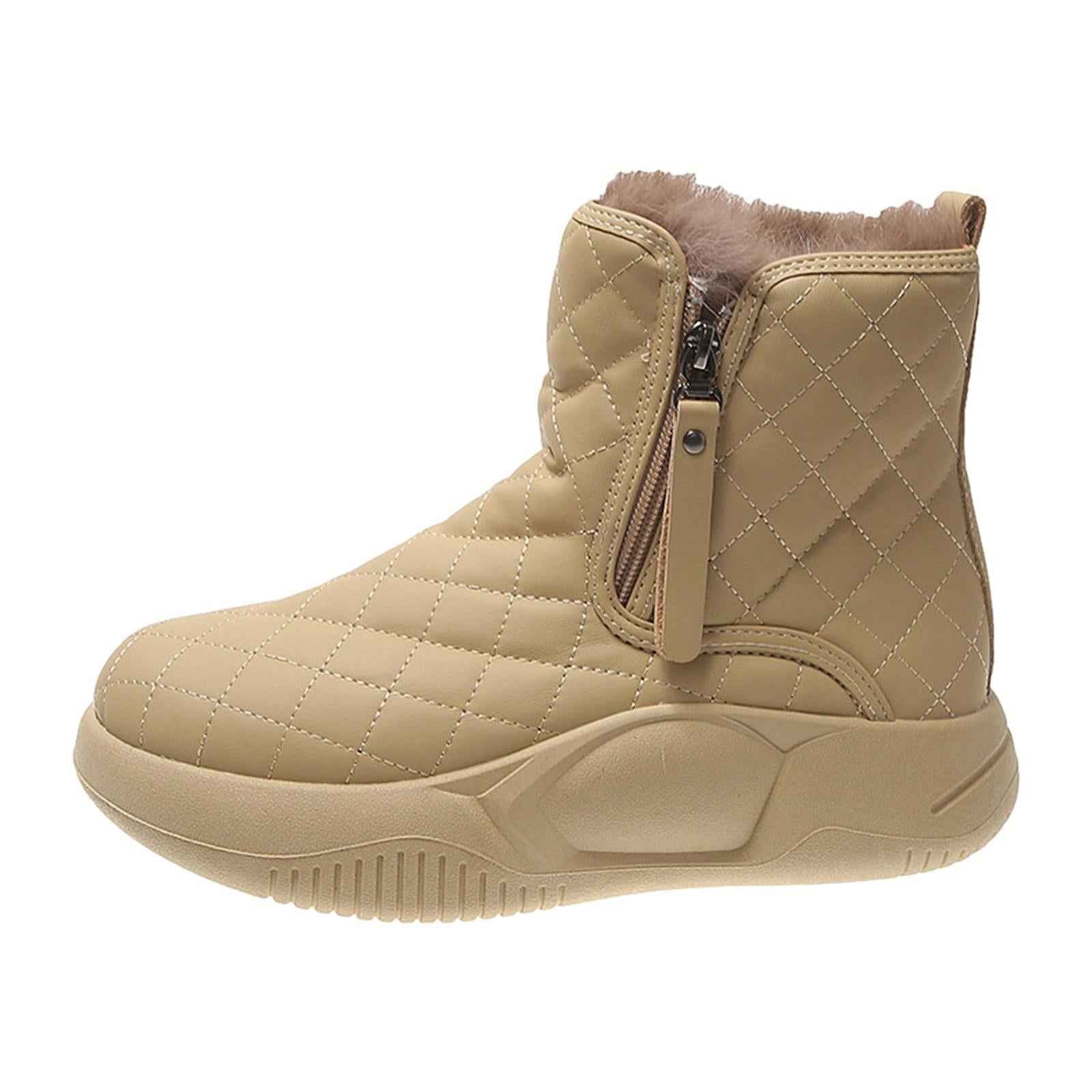 Winter Snow Boots Warm Lined Short Boots Fashion for Trekking Hiker Winter 39 Khaki