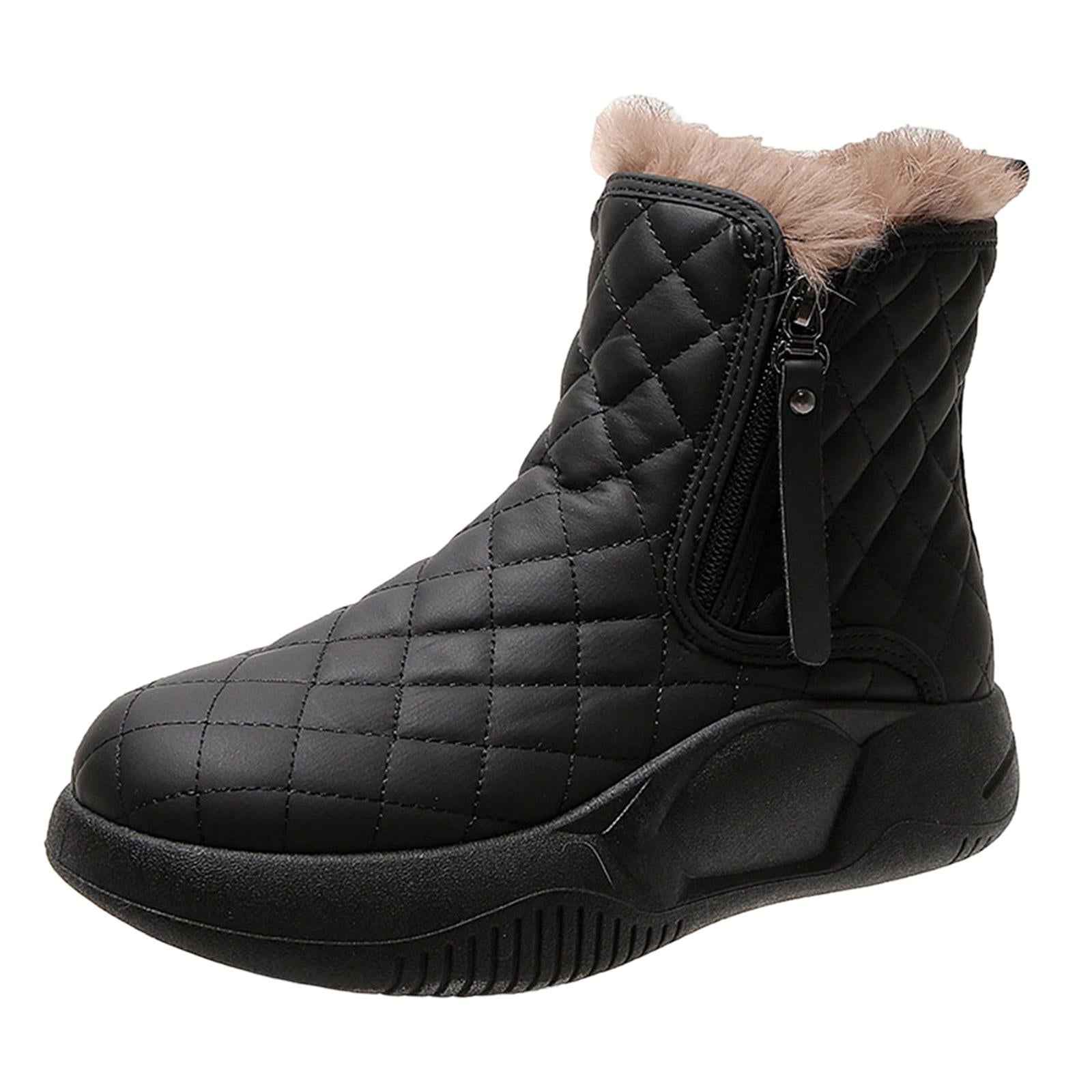Winter Snow Boots Warm Lined Short Boots Fashion for Trekking Hiker Winter 35 Black