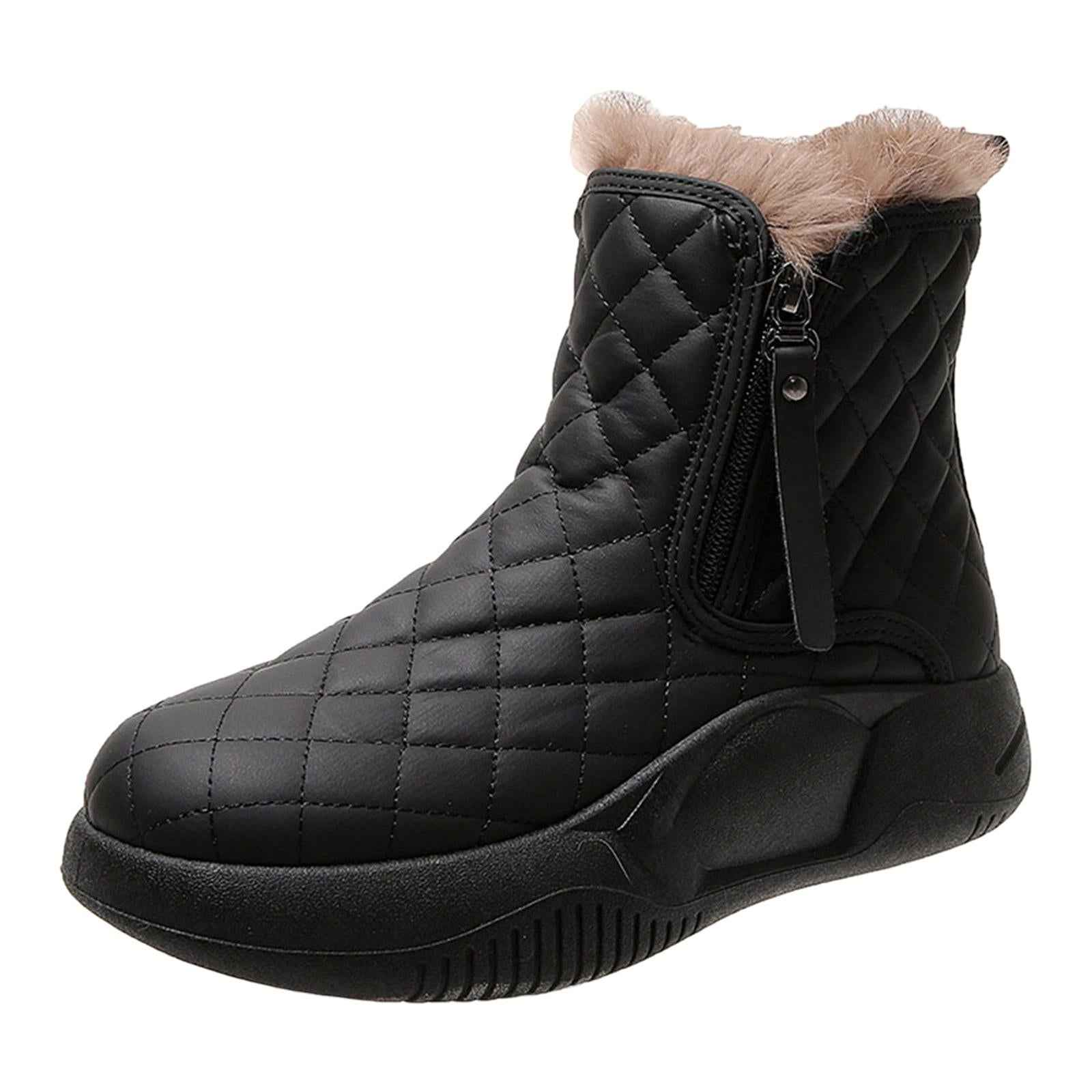 Winter Snow Boots Warm Lined Short Boots Fashion for Trekking Hiker Winter 35 Black