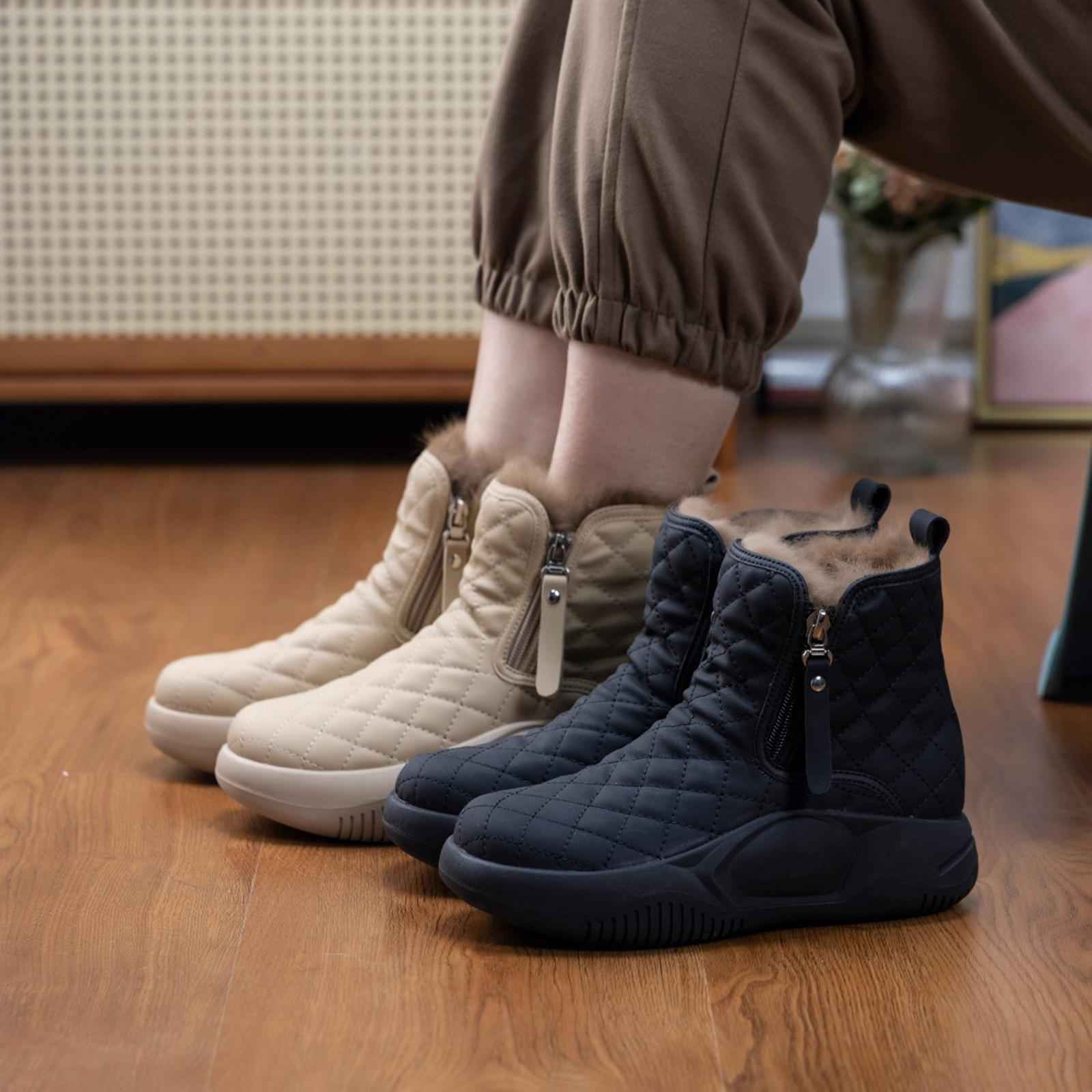 Winter Snow Boots Warm Lined Short Boots Fashion for Trekking Hiker Winter 37 Black