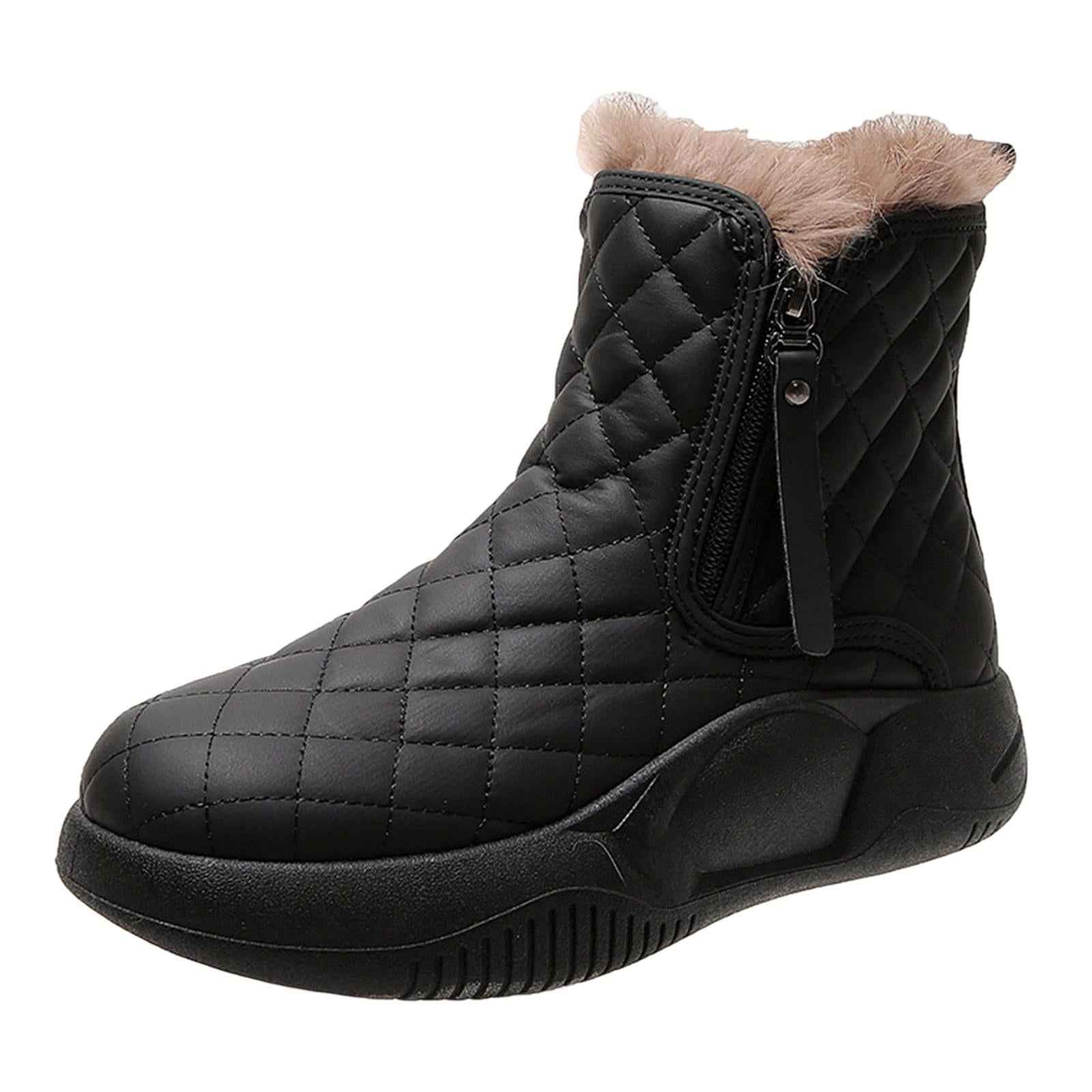 Winter Snow Boots Warm Lined Short Boots Fashion for Trekking Hiker Winter 38 Black