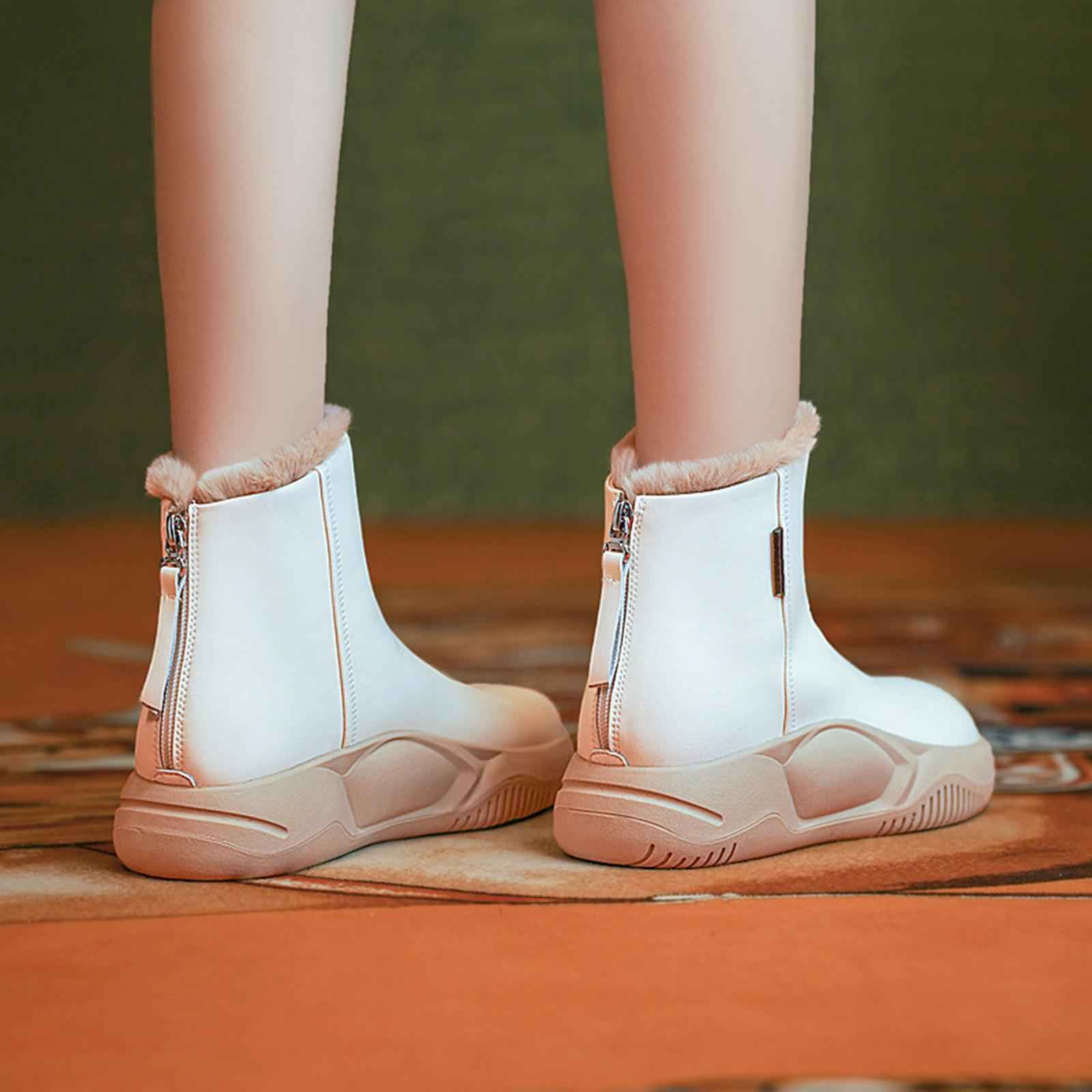 Women's Winter Snow Boot Soft Plush Thick Soled for Climbing Fishing Outdoor 39 Beige