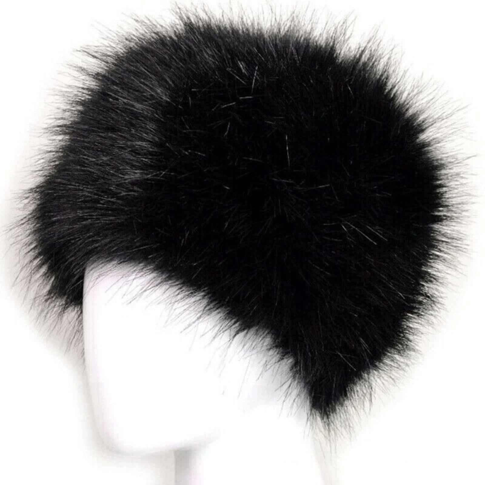 Winter Faux Fur Hat Headwear Motorcycle Windproof Cossack Russian Ski Cap Black