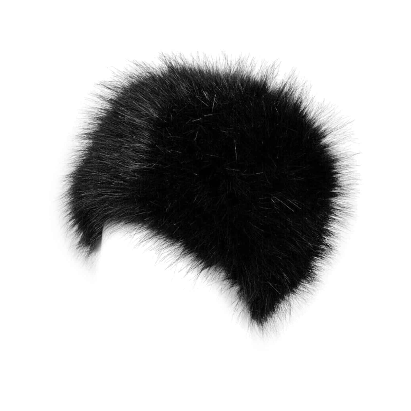 Winter Faux Fur Hat Headwear Motorcycle Windproof Cossack Russian Ski Cap Black