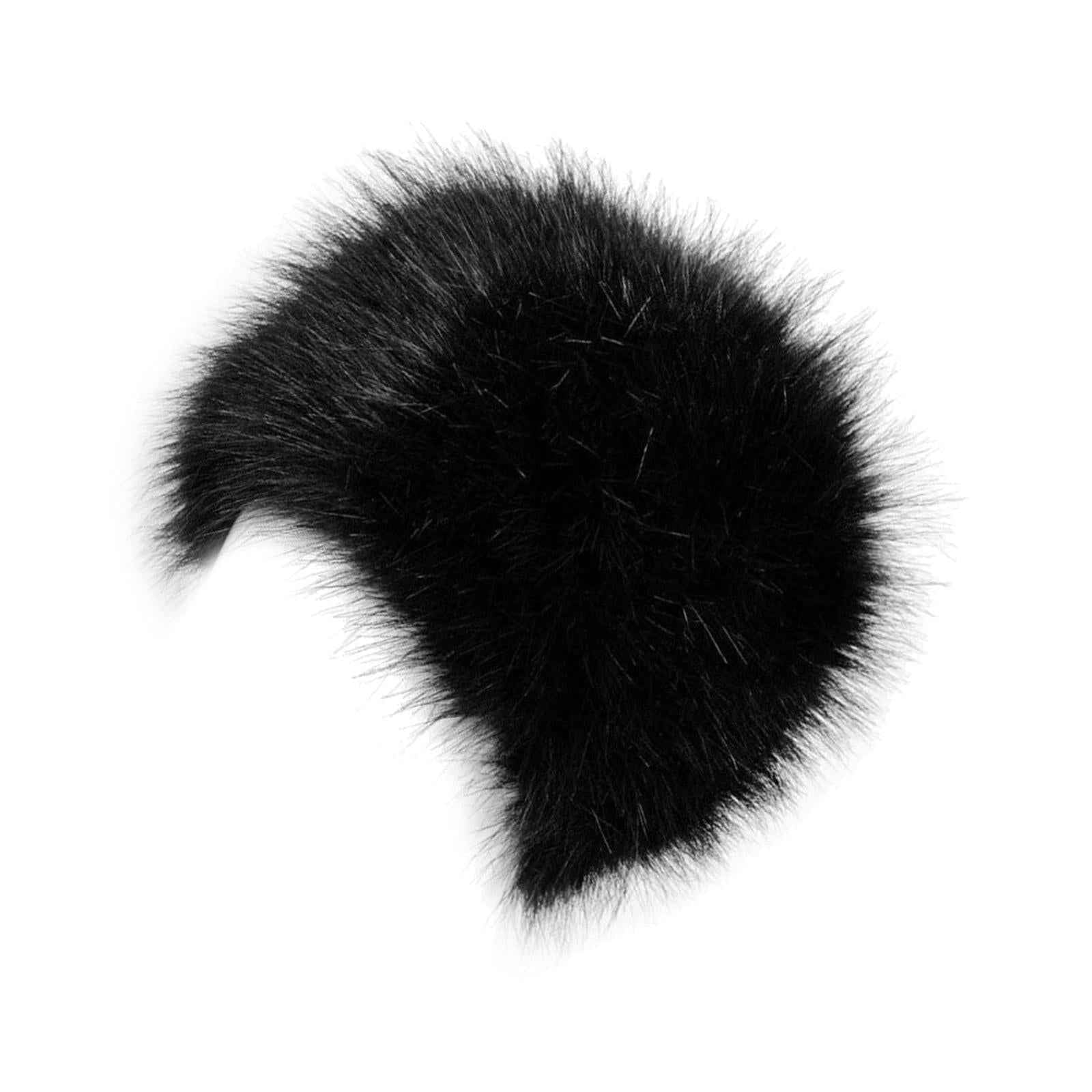 Winter Faux Fur Hat Headwear Motorcycle Windproof Cossack Russian Ski Cap Black