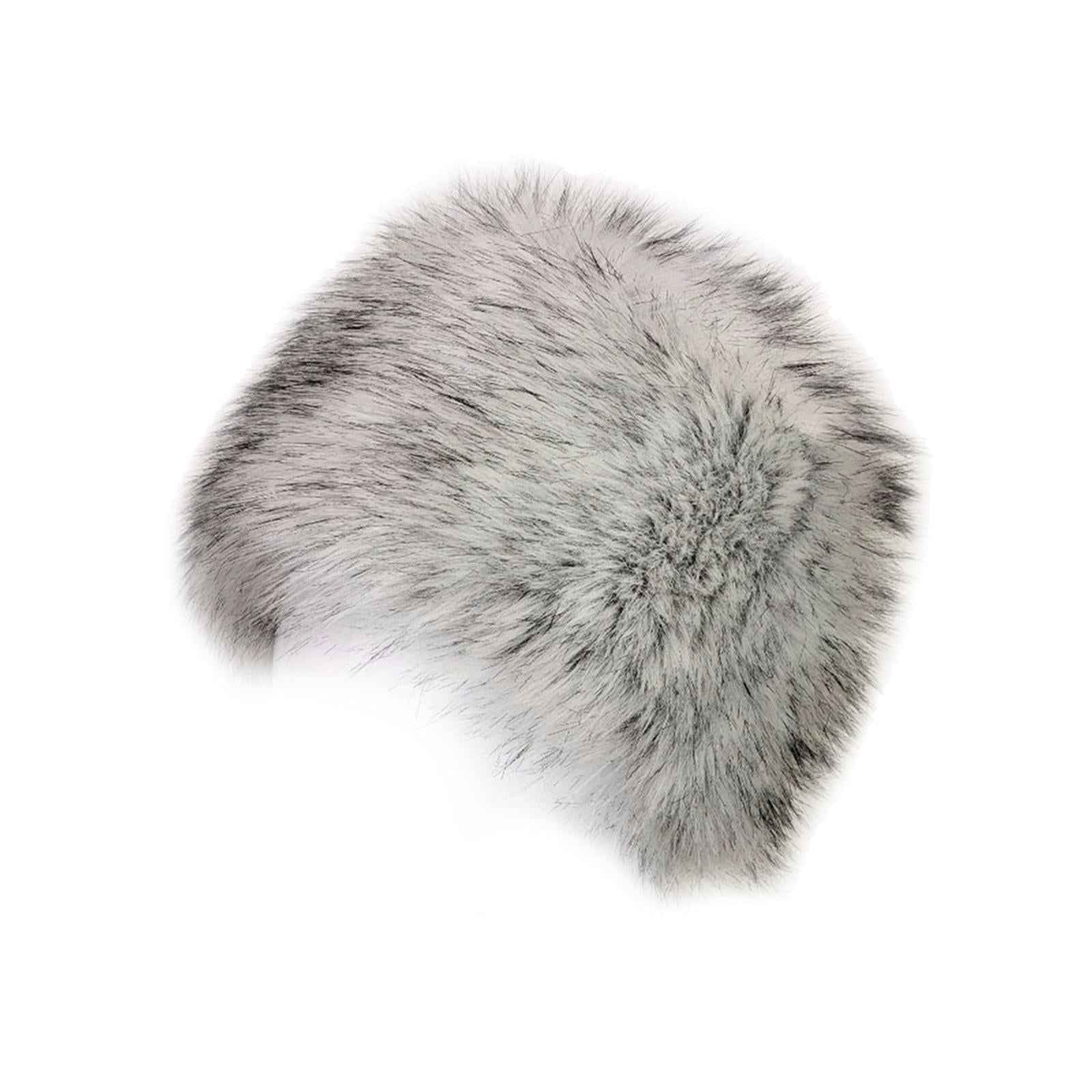 Winter Faux Fur Hat Headwear Motorcycle Windproof Cossack Russian Ski Cap White Black