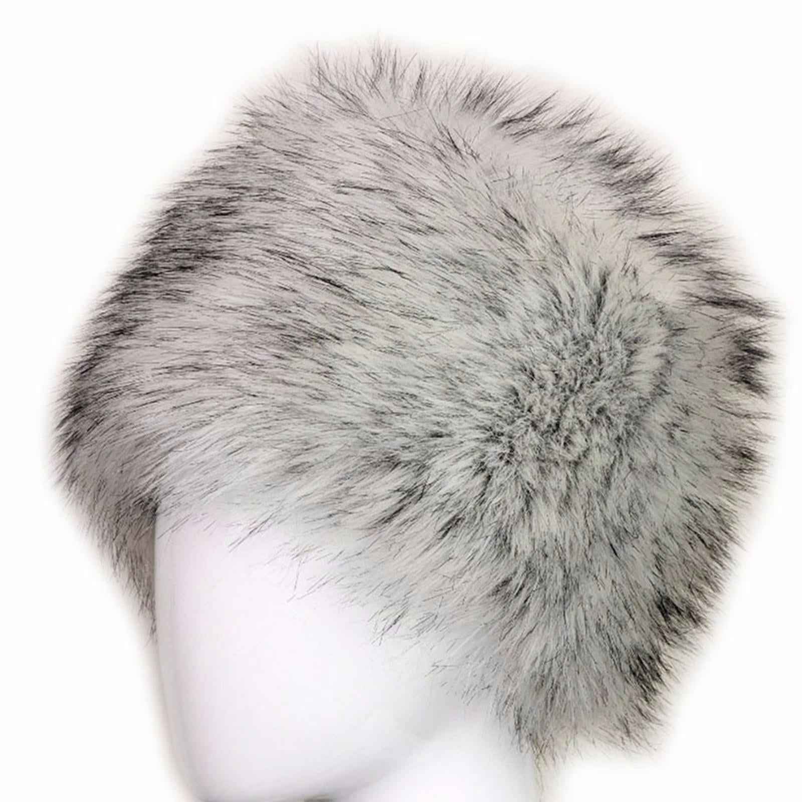 Winter Faux Fur Hat Headwear Motorcycle Windproof Cossack Russian Ski Cap White Black