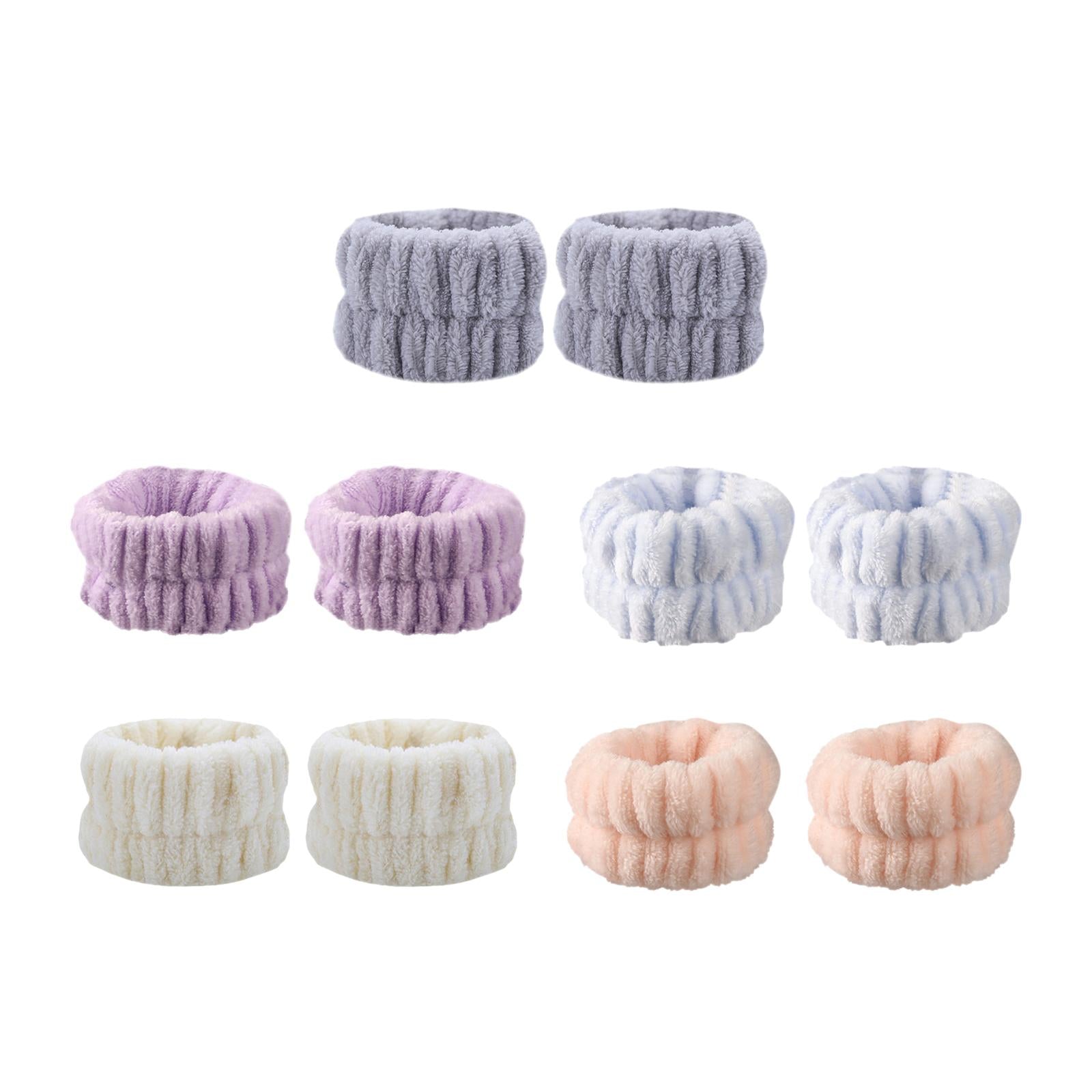 2x2Pcs Face Washing Wristbands Microfiber Wrist Towels Band for Female Girls Grey