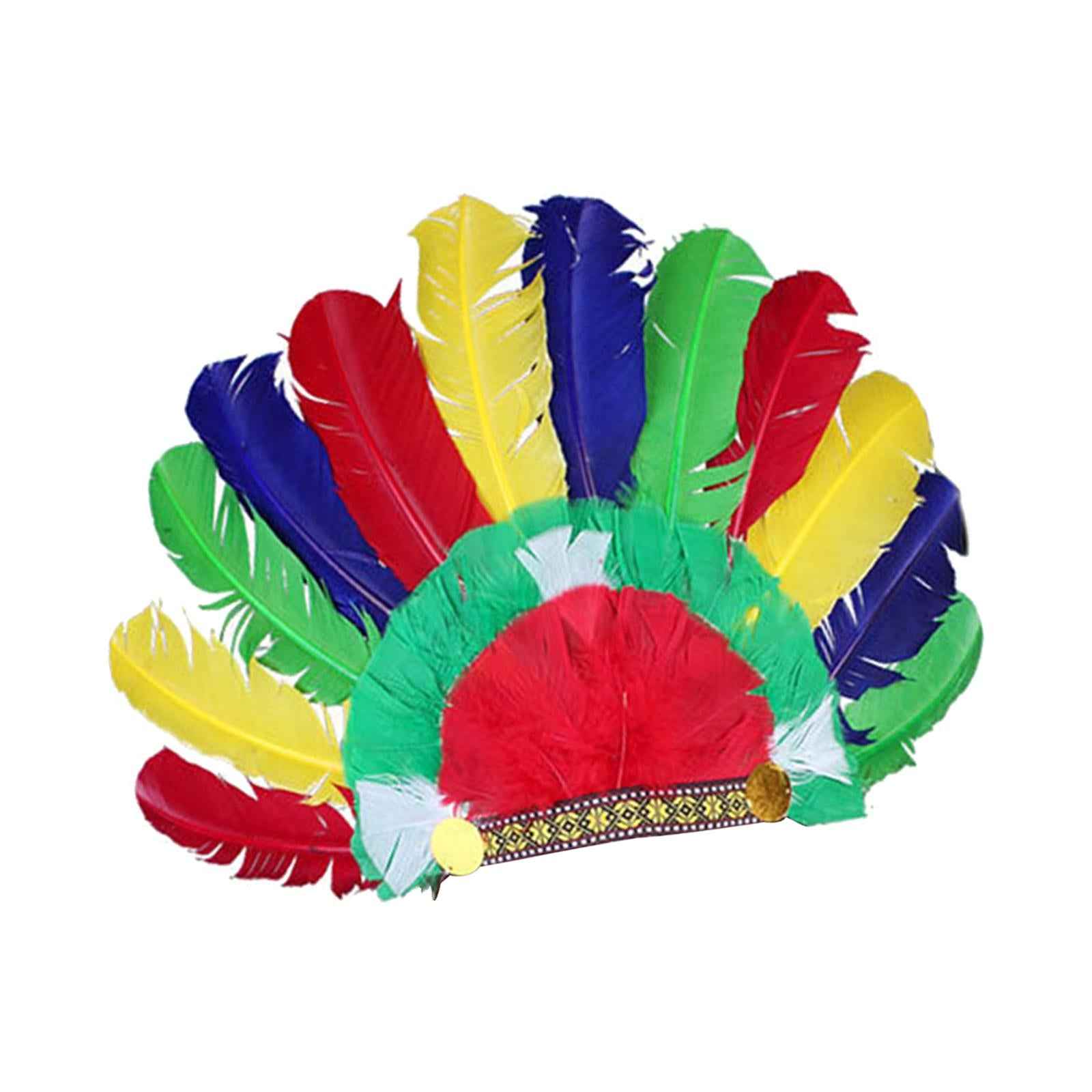 Feather Headdress Indian Hat Headwear for Performance Party Carnival Costume Style E