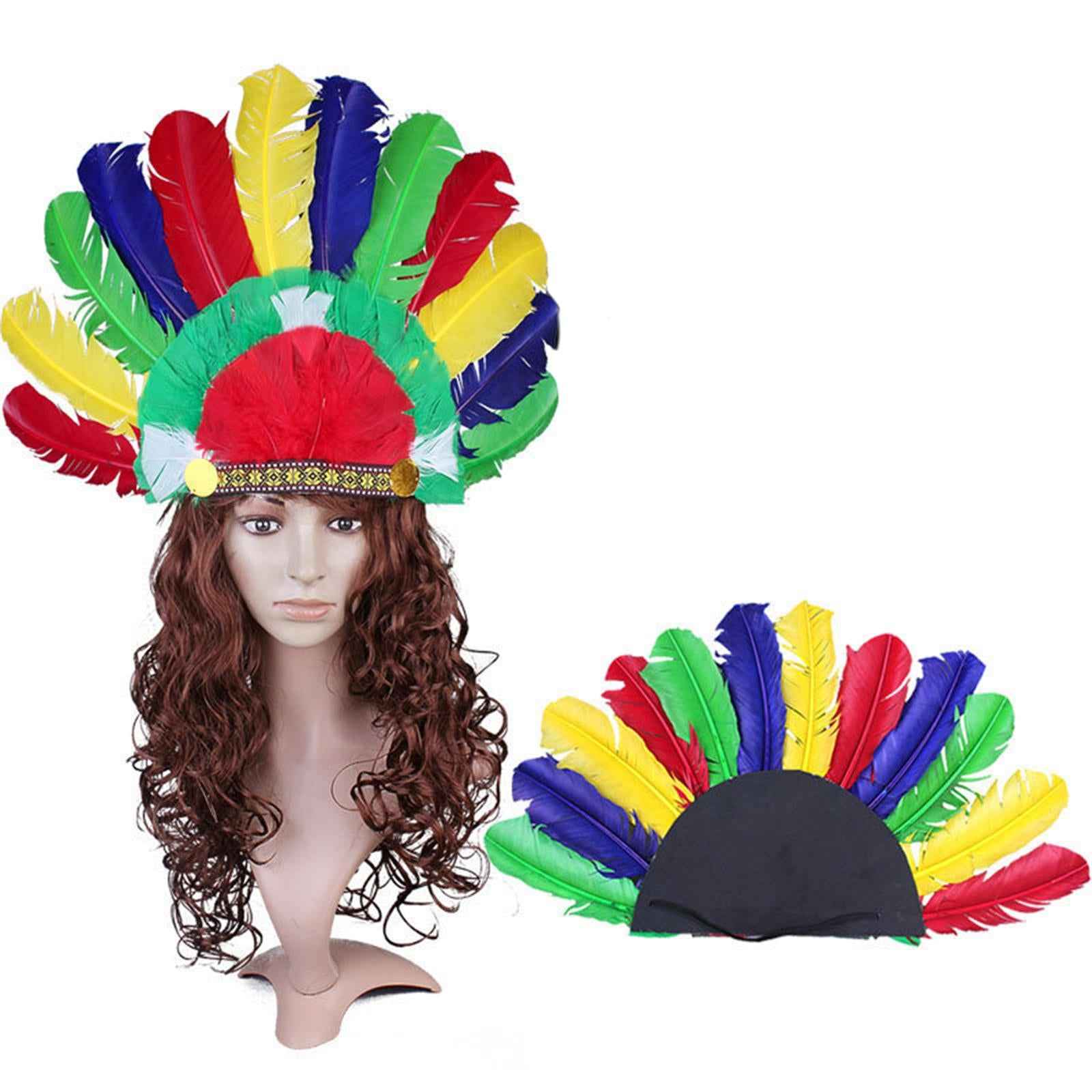 Feather Headdress Indian Hat Headwear for Performance Party Carnival Costume Style E