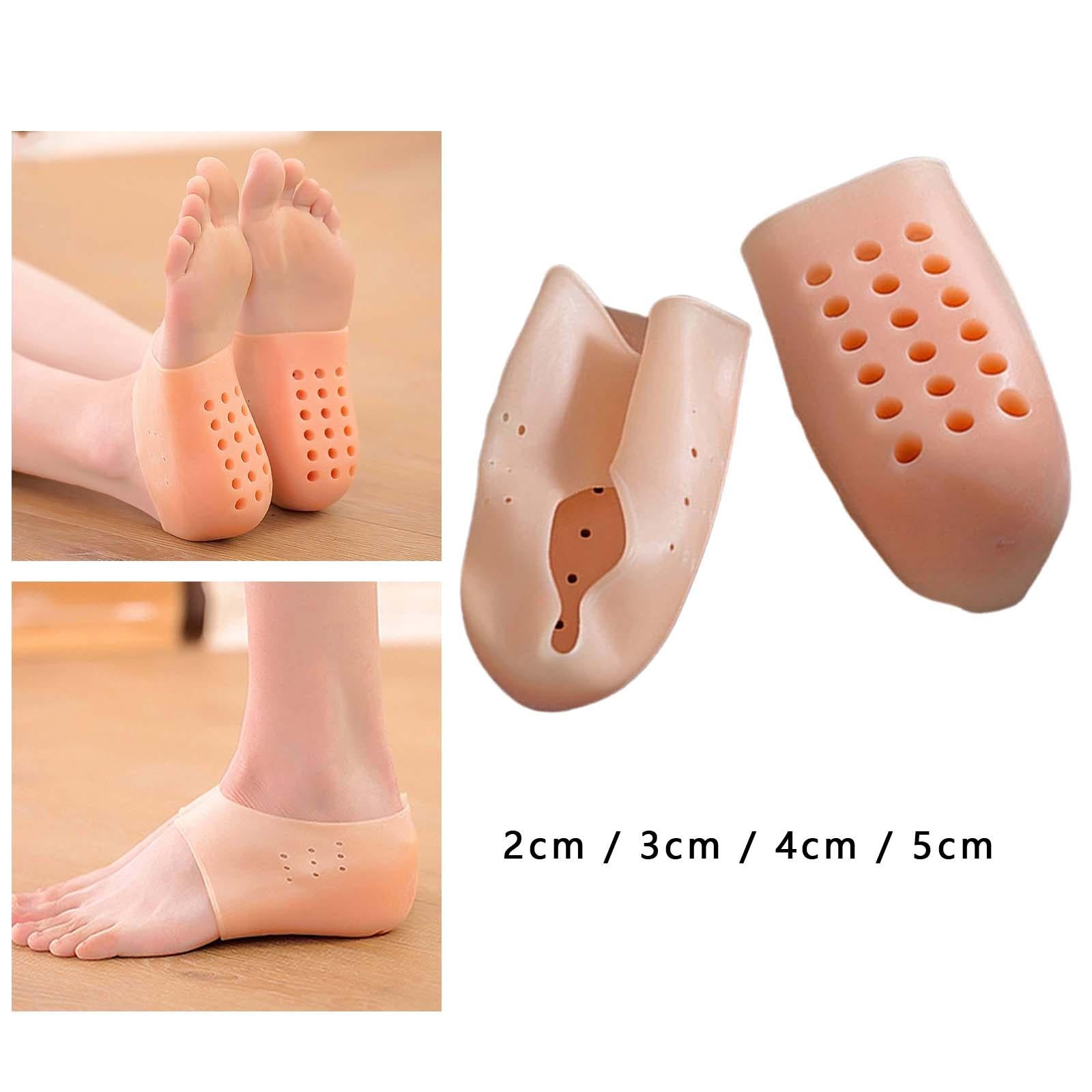 4x2x Height Increase Gel Sleeves Soft Silicone Heel Socks for Sneakers Dancing 2.0CM