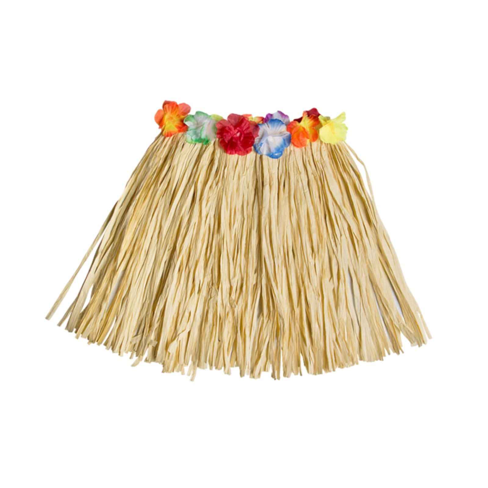 Hawaiian Skirt with Flowers Raffia Skirt for Beach Celebration Carnival 40CM