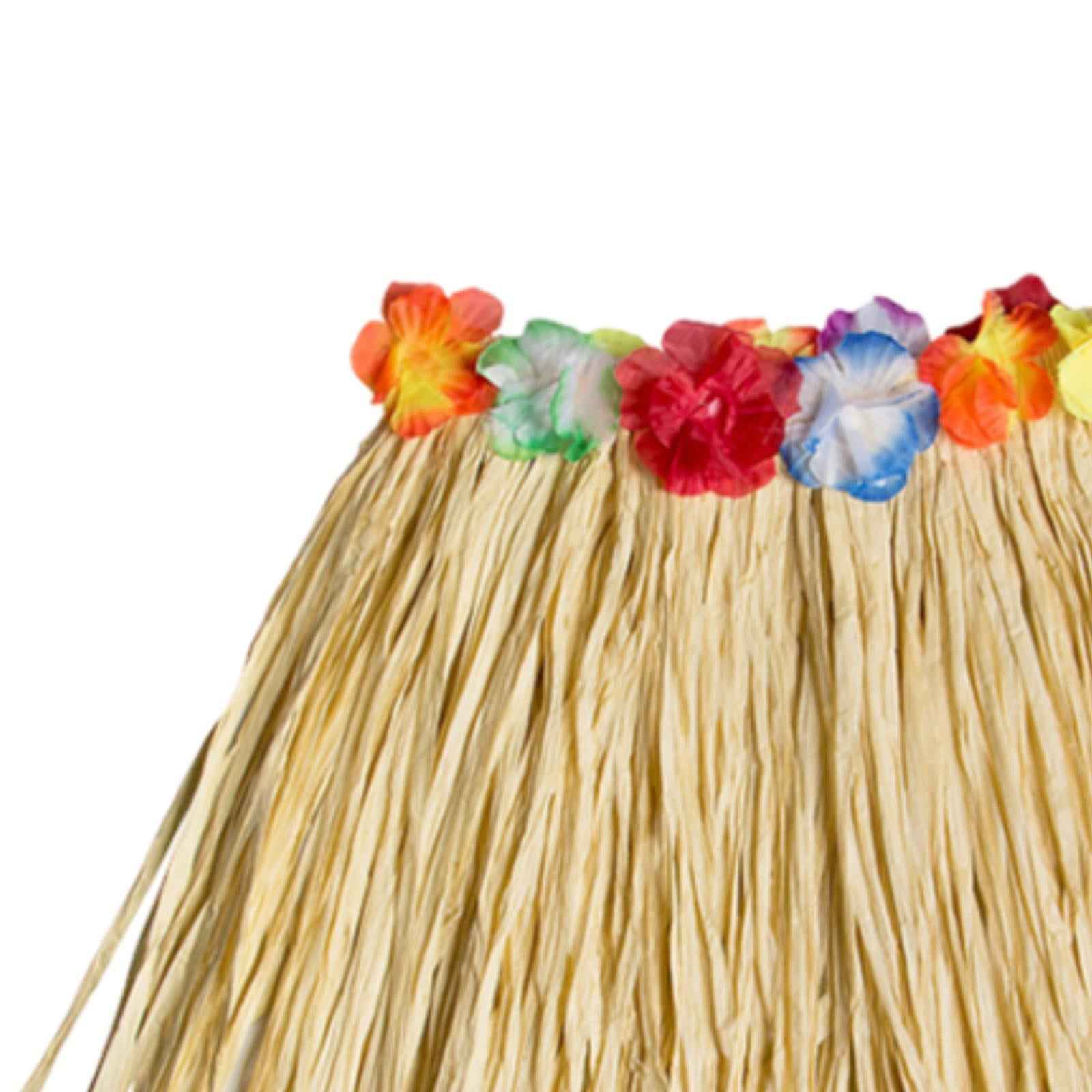 Hawaiian Skirt with Flowers Raffia Skirt for Beach Celebration Carnival 40CM