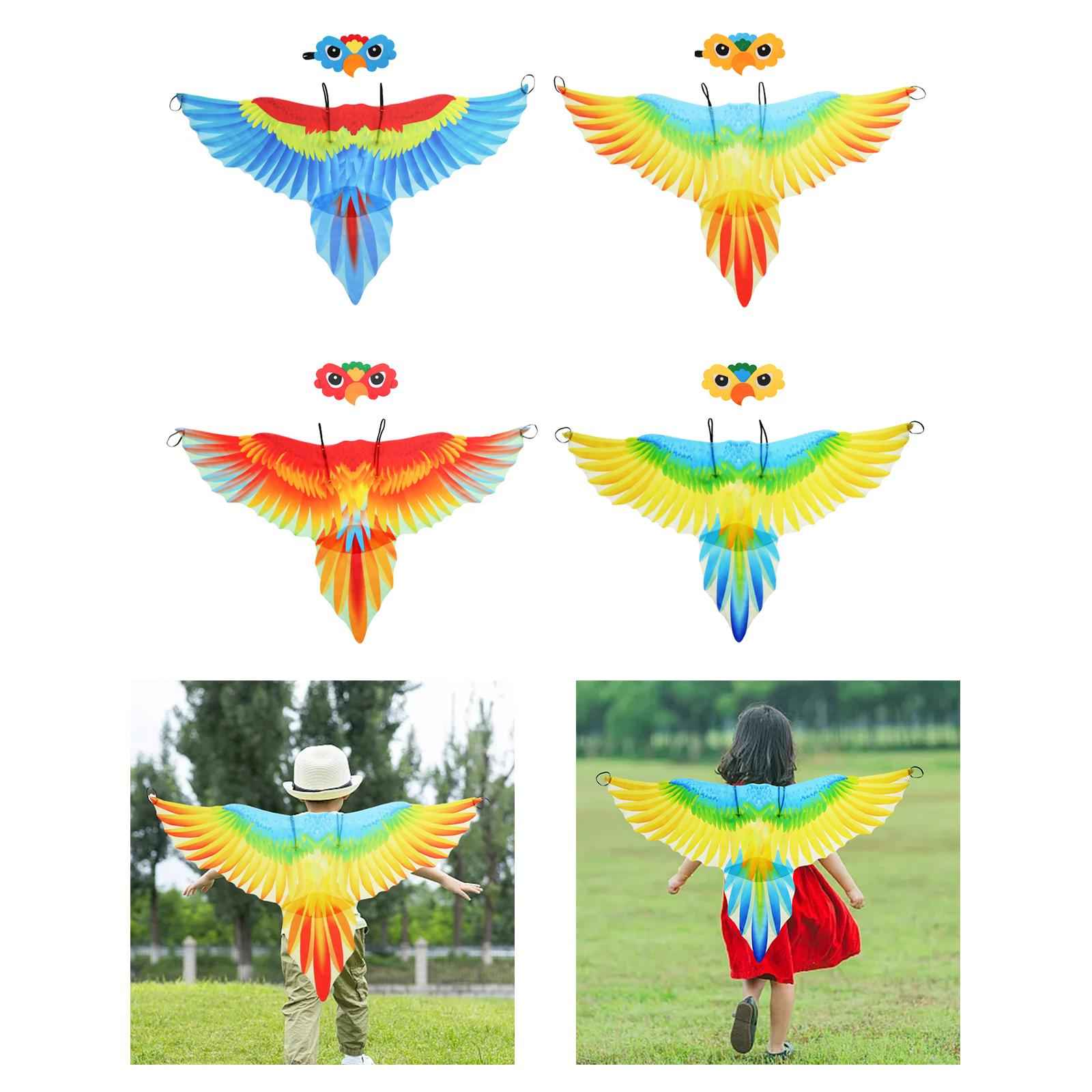 Kids Bird Costume Set Wings Cape for Performance Fancy Dress Masquerade Blue