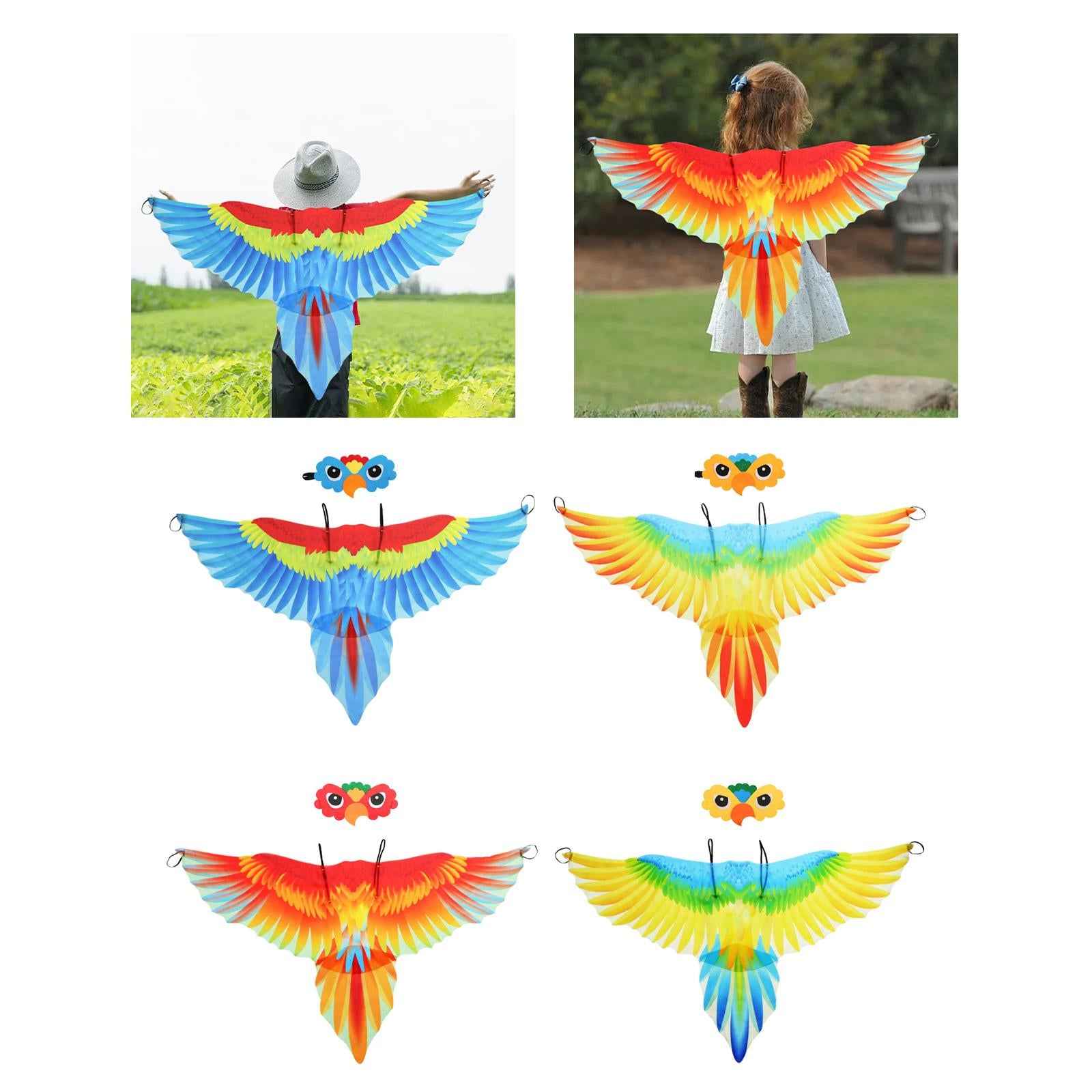 Kids Bird Costume Set Wings Cape for Performance Fancy Dress Masquerade Blue