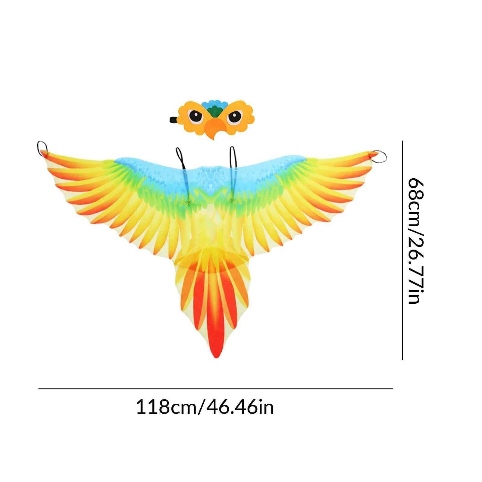 Kids Bird Costume Set Wings Cape for Performance Fancy Dress Masquerade Orange