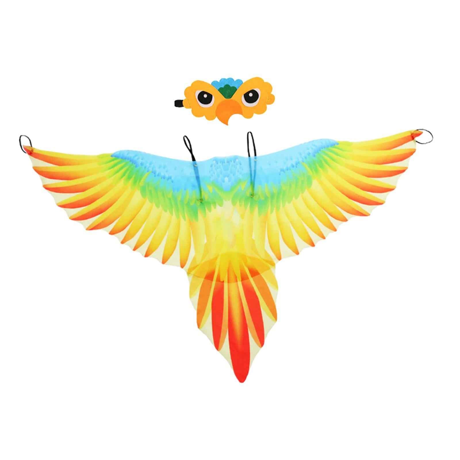 Kids Bird Costume Set Wings Cape for Performance Fancy Dress Masquerade Orange