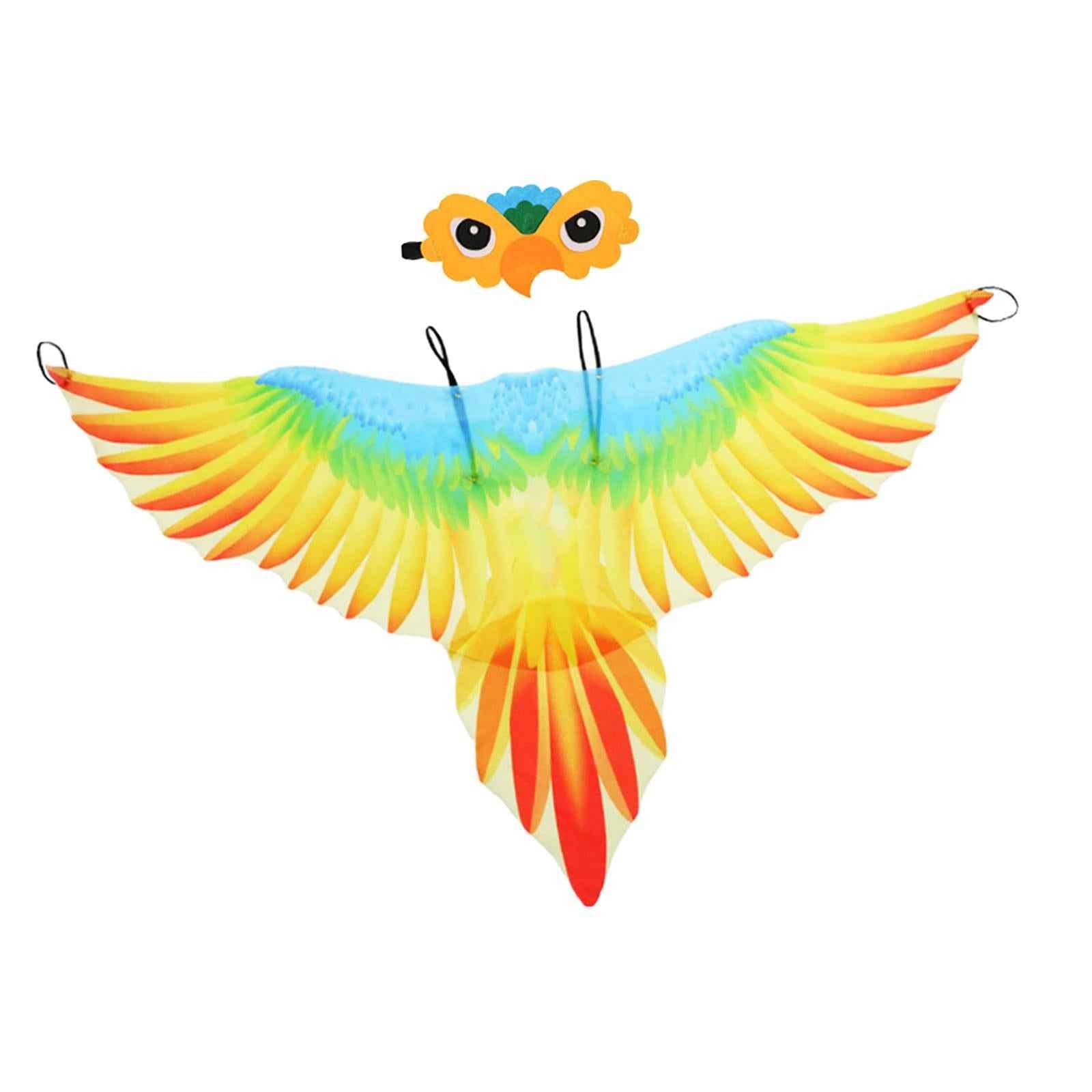 Kids Bird Costume Set Wings Cape for Performance Fancy Dress Masquerade Orange