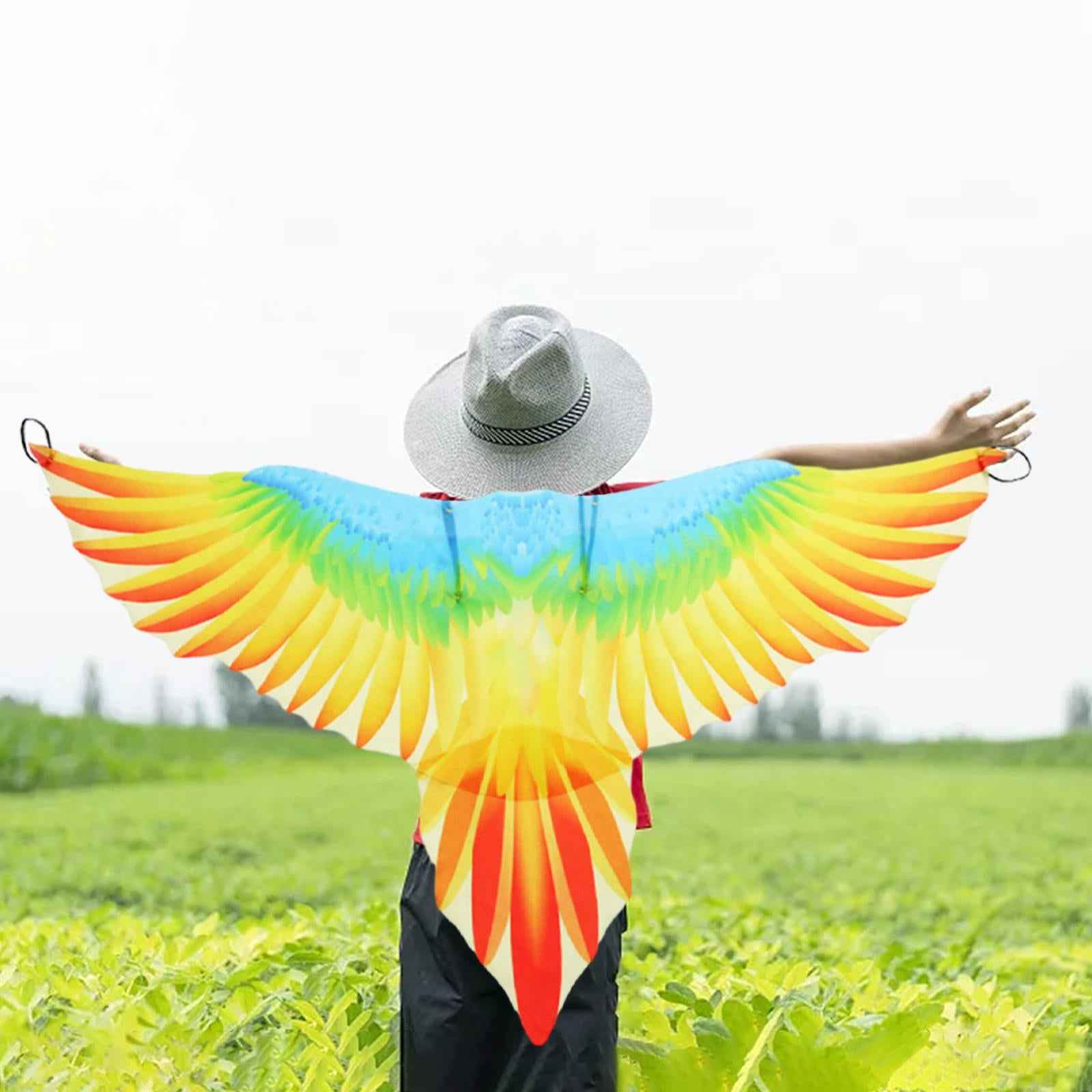 Kids Bird Costume Set Wings Cape for Performance Fancy Dress Masquerade Orange