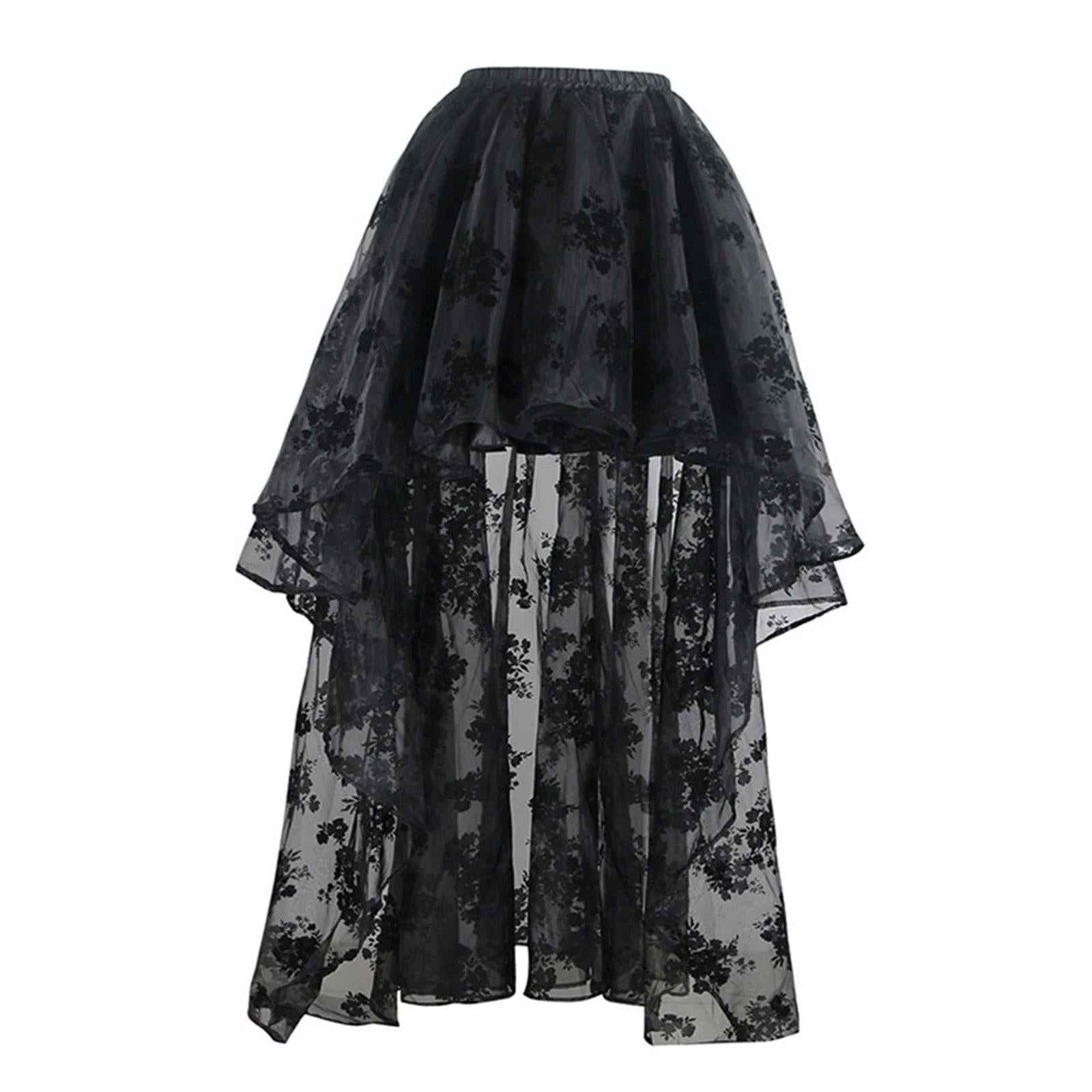 Layered Mesh Tulle Skirt Women High Low Tutu Skirts for Bridal Shower Formal black
