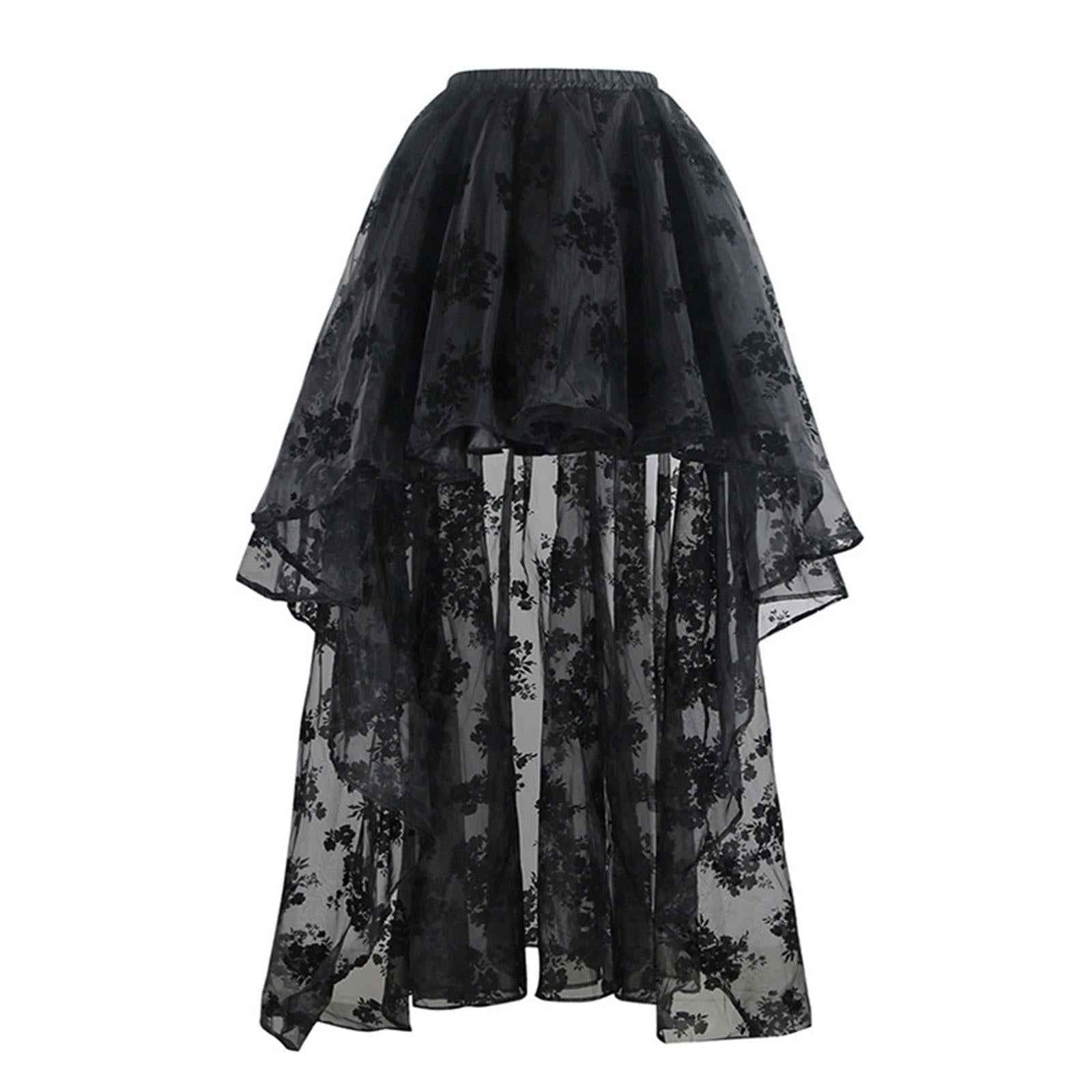 Layered Mesh Tulle Skirt Women High Low Tutu Skirts for Bridal Shower Formal black