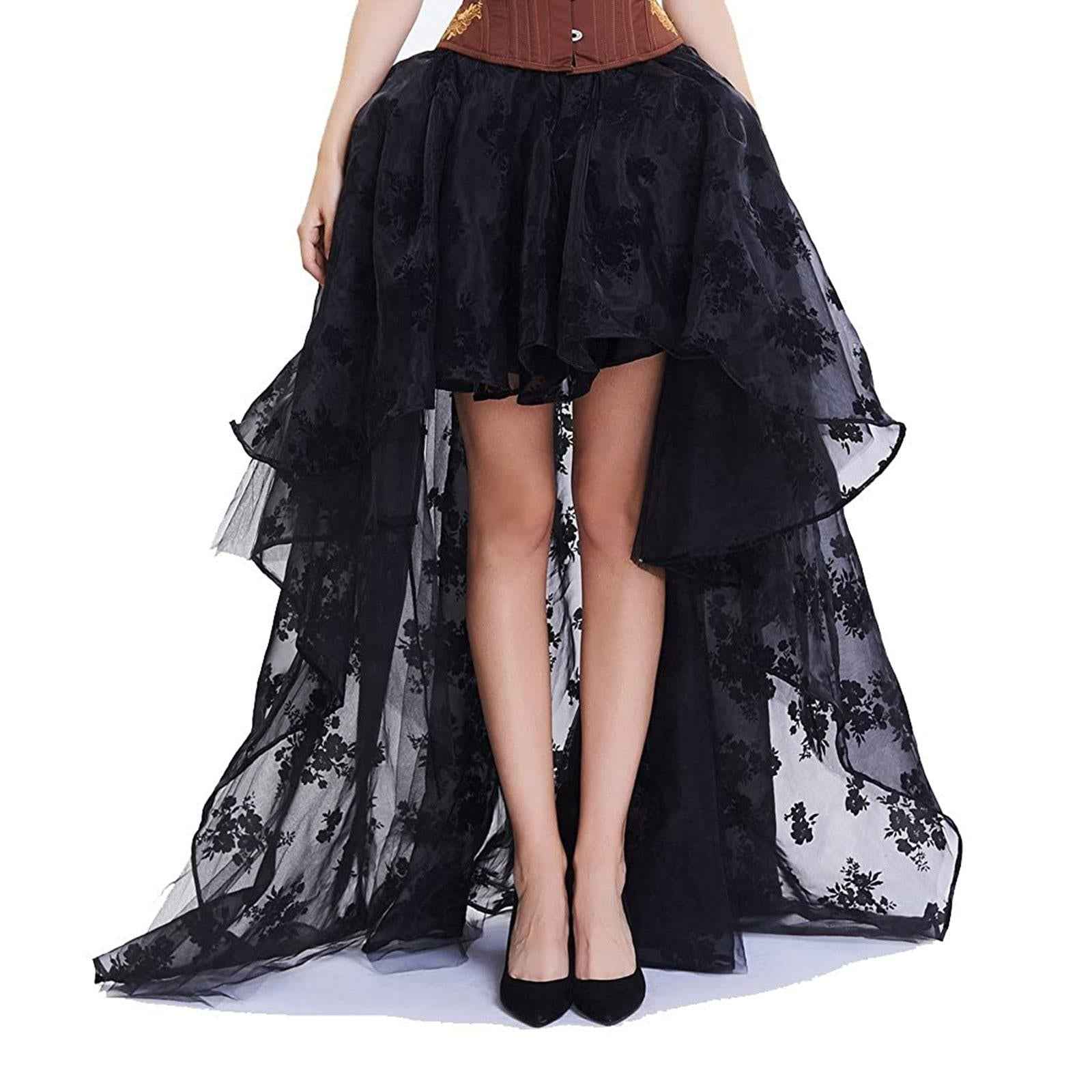 Layered Mesh Tulle Skirt Women High Low Tutu Skirts for Bridal Shower Formal black