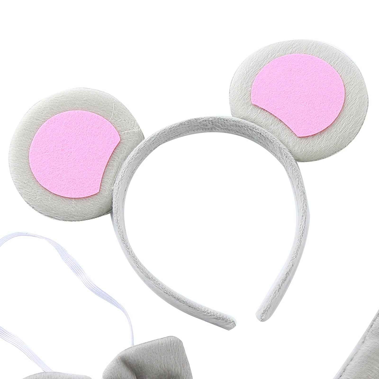 Mouse Ears Headband Tail Bowtie Set Headwear for Halloween Performance Party