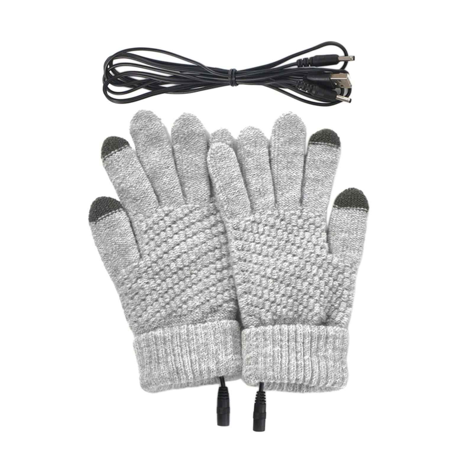 USB Heated Gloves Full Finger Warm Heating Mittens for Outdoor Typing Skiing Gray