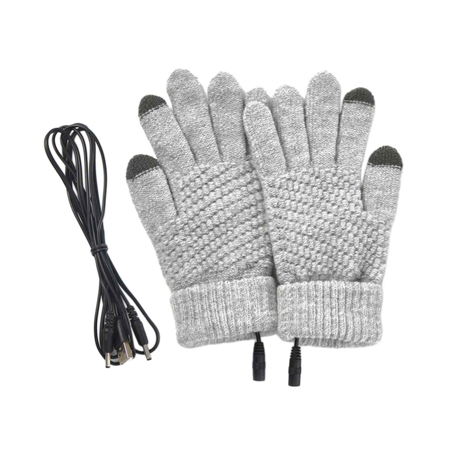 USB Heated Gloves Full Finger Warm Heating Mittens for Outdoor Typing Skiing Gray