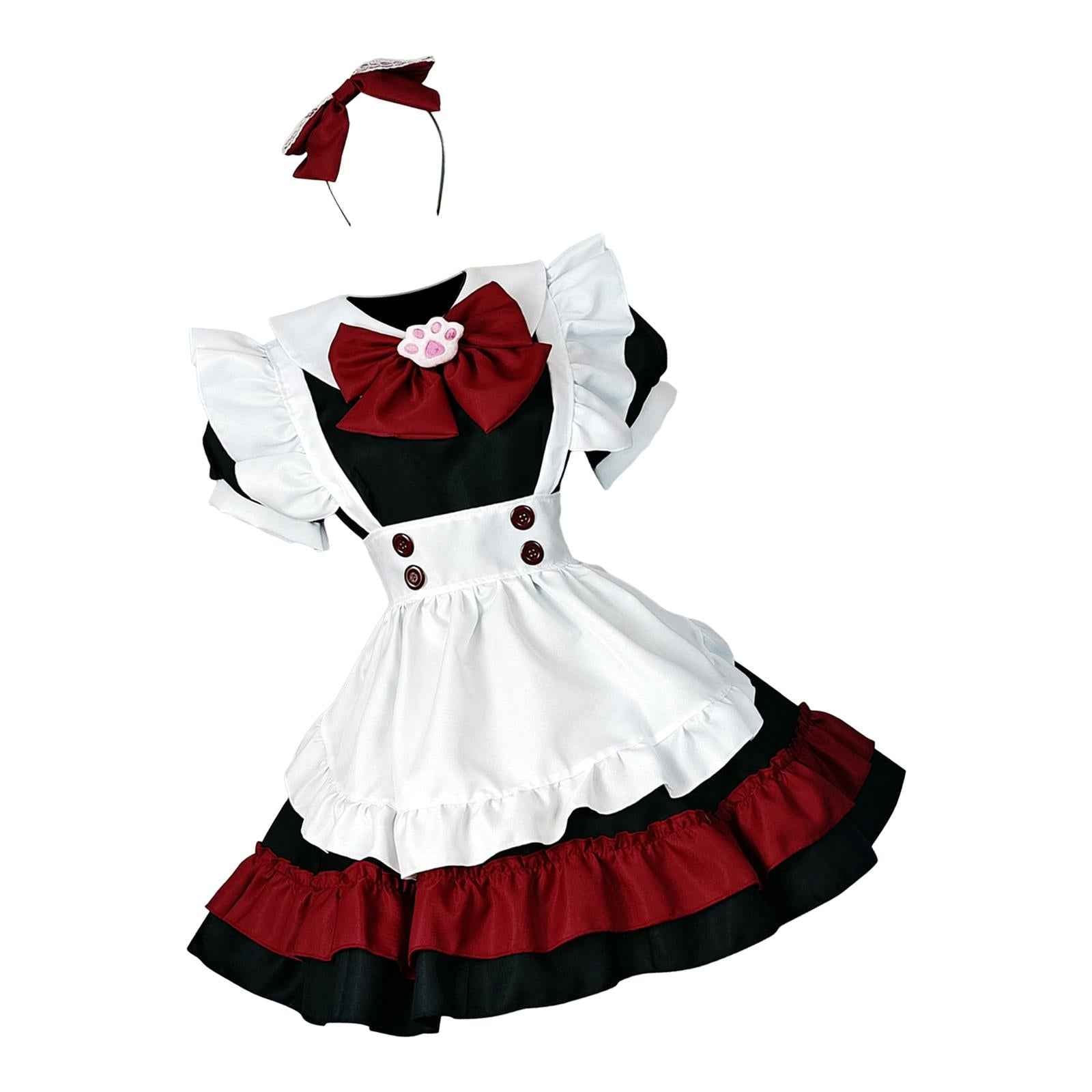 French Maids Costume Headwear Sets with Apron Womens Dress Fancy Dress