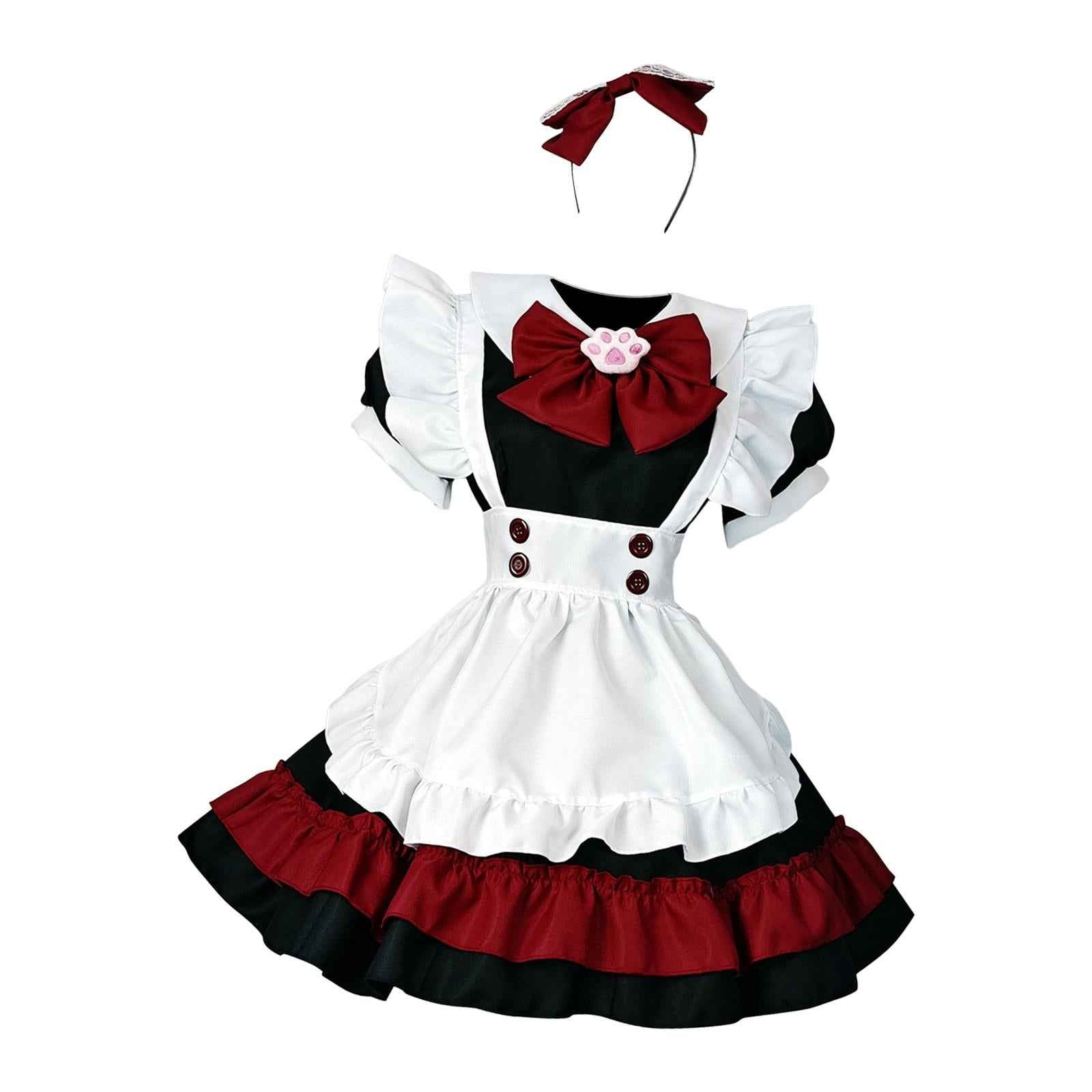 French Maids Costume Headwear Sets with Apron Womens Dress Fancy Dress