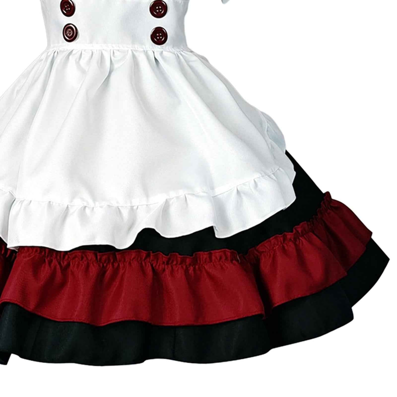 French Maids Costume Headwear Sets with Apron Womens Dress Fancy Dress