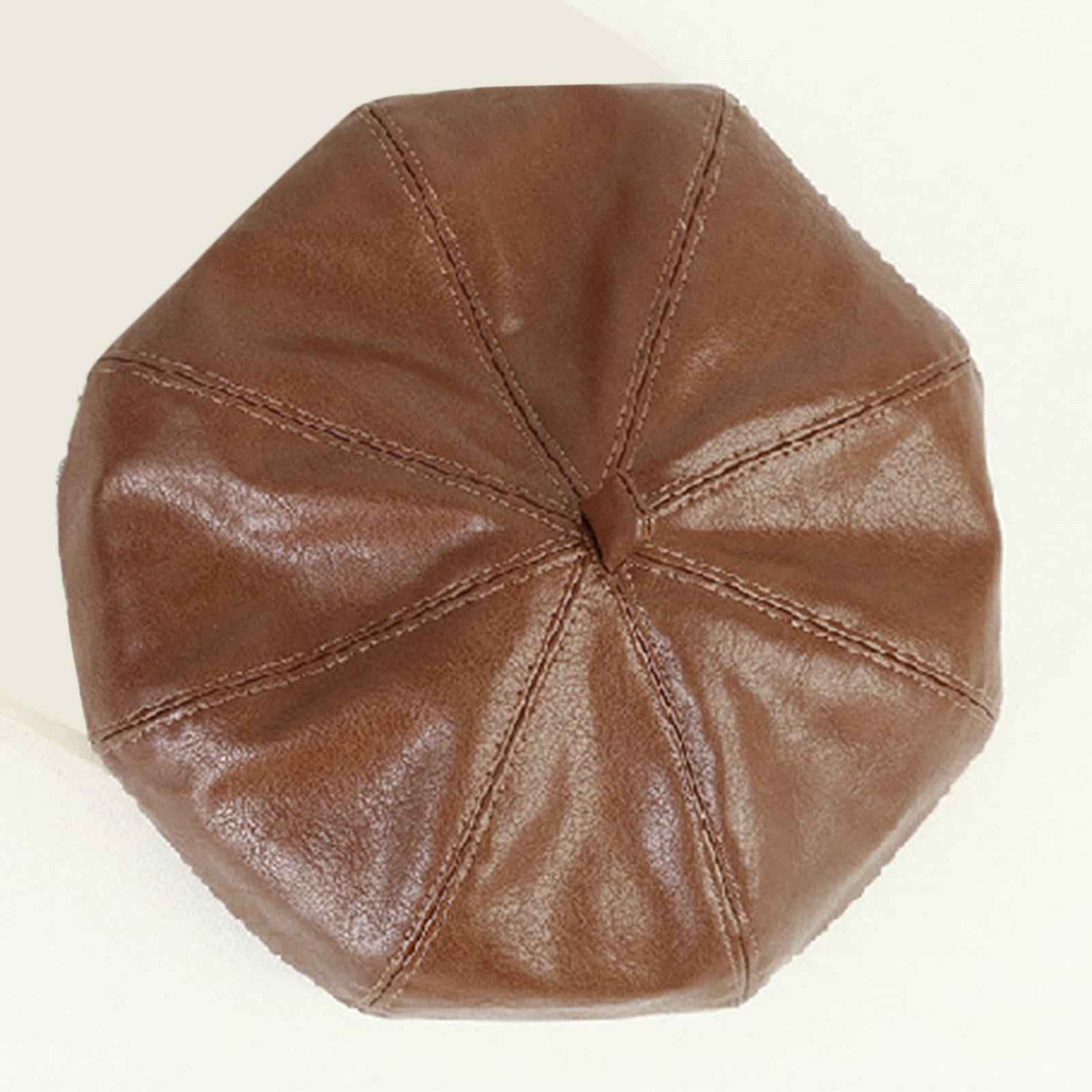 Women Beret Hat Vintage Elegant with Adjustbale Sweatband Fashion Beanie Cap Brown