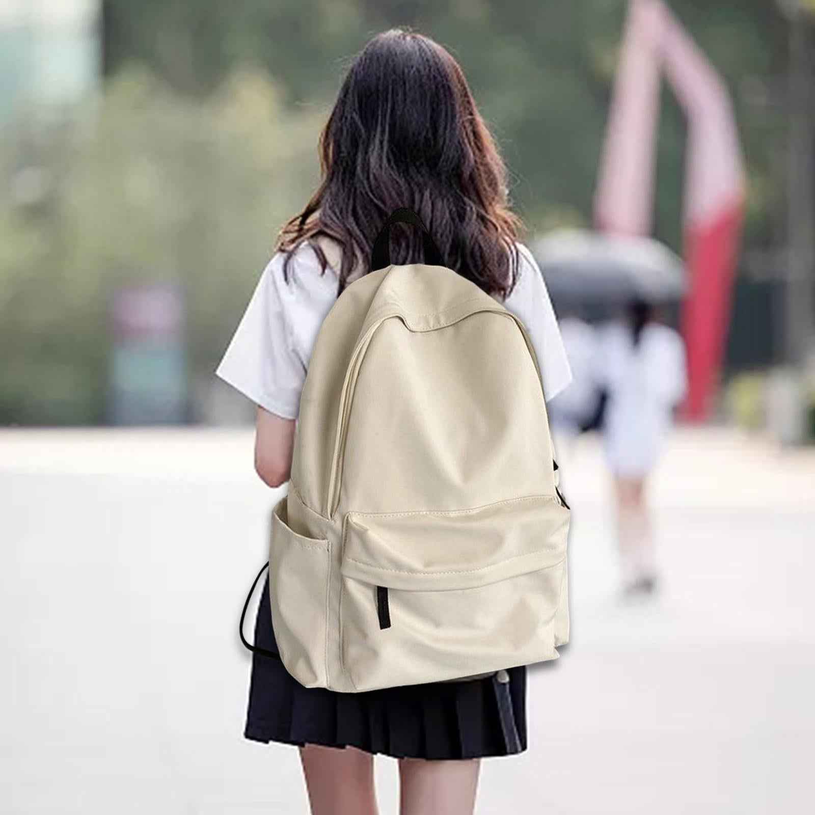 Womens Backpack Knapsack Schoolbag Large Capacity Stylish Durable Travel Bag White