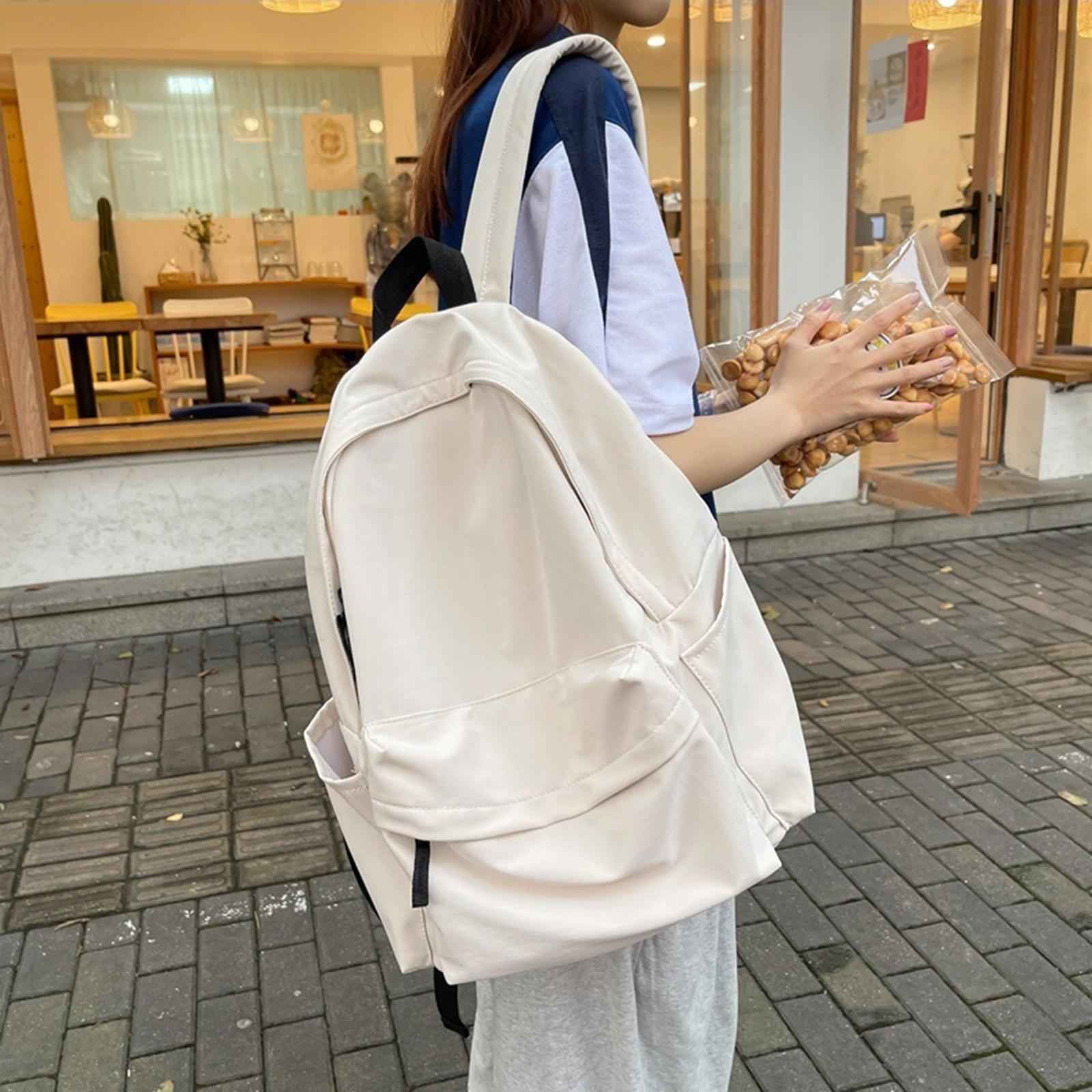 Womens Backpack Knapsack Schoolbag Large Capacity Stylish Durable Travel Bag White