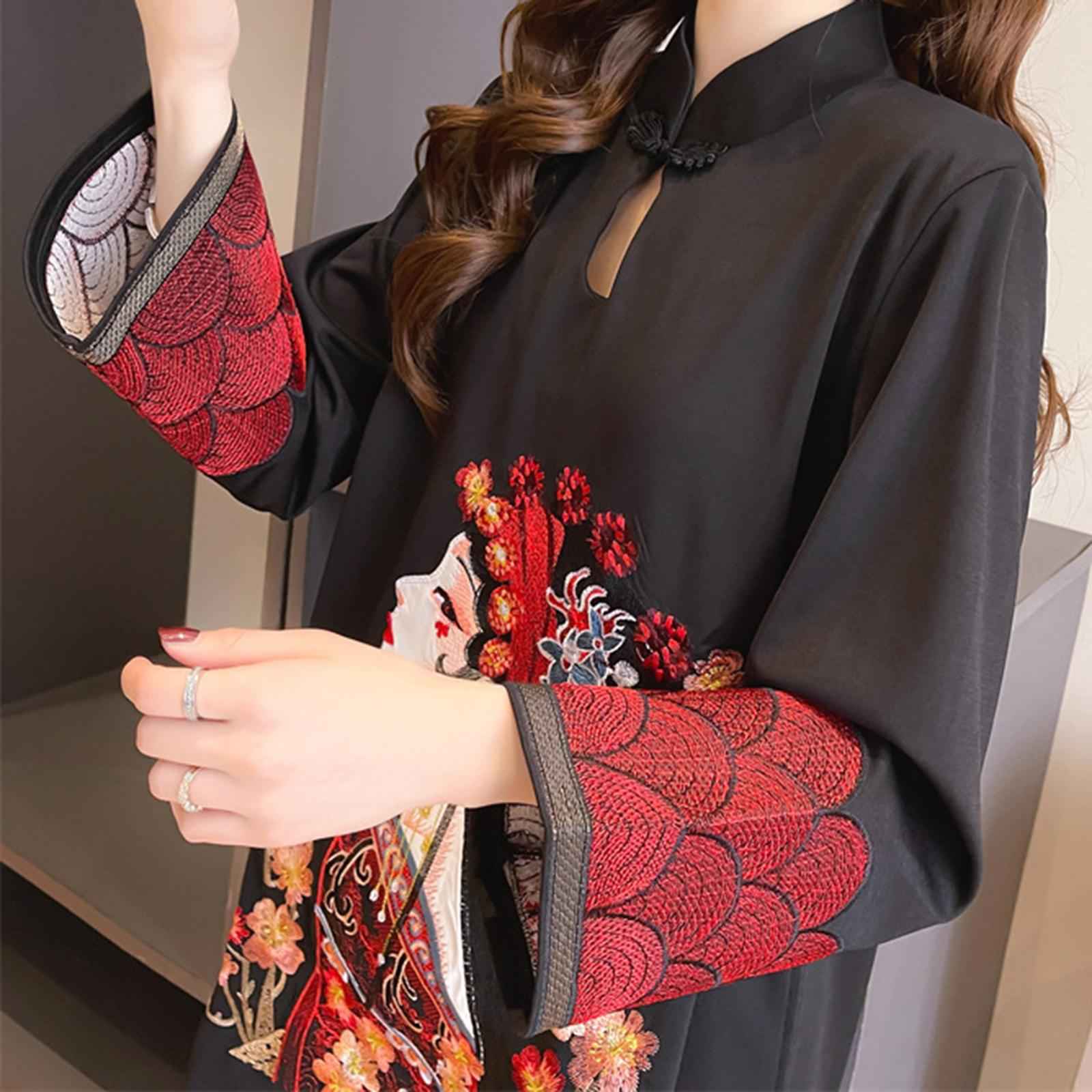 Lady Qipao Dress Soft Women Improved Cheongsam for Daily Wear Travel Wedding L Black