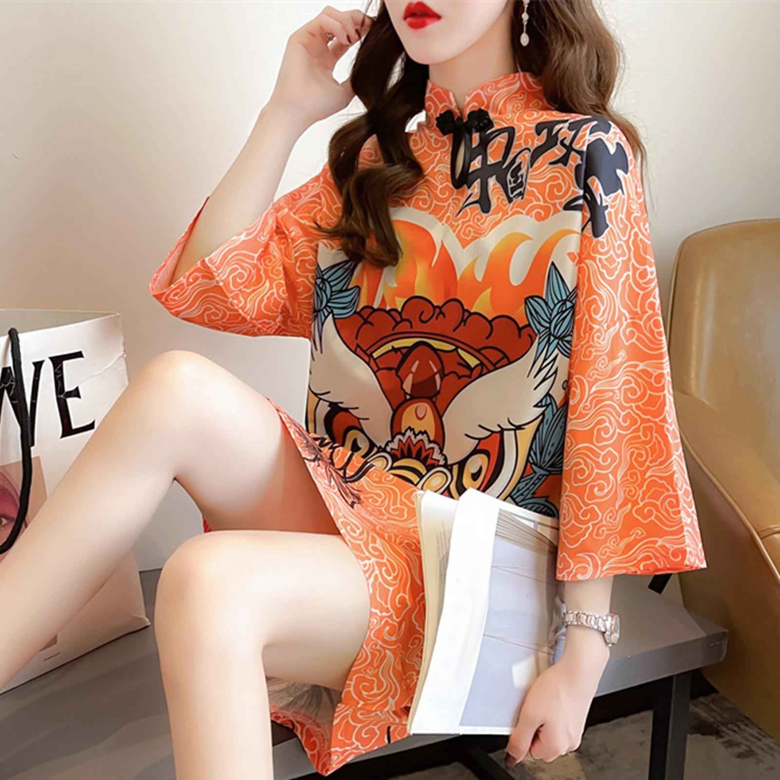 Lady Qipao Dress Soft Chinese Cheongsam Dress for Anniversary Travel Holiday XL