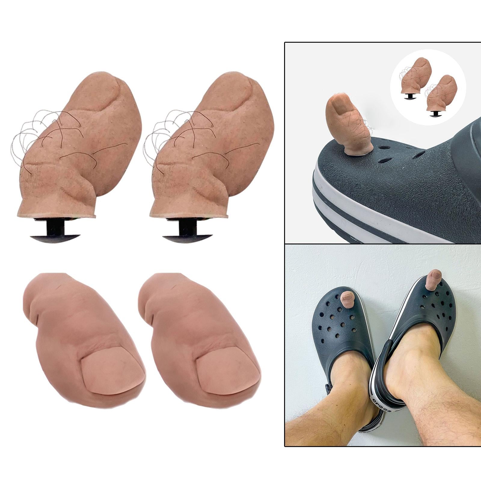 3x2Pcs 3D Funny Toe Clogs Charms Creepy Shoes Decorations for Props DIY Cosplay Hairy
