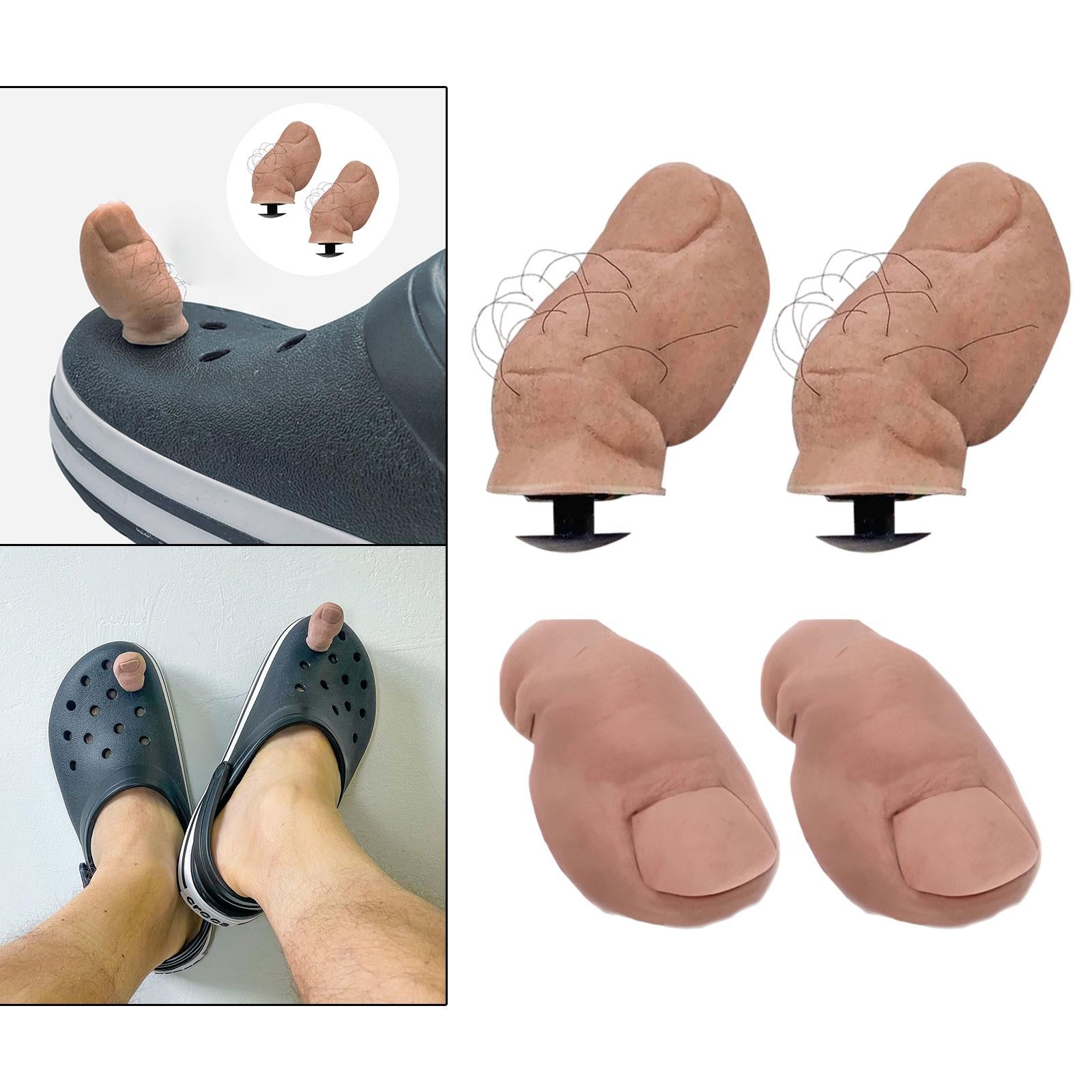 3x2Pcs 3D Funny Toe Clogs Charms Creepy Shoes Decorations for Props DIY Cosplay Hairy