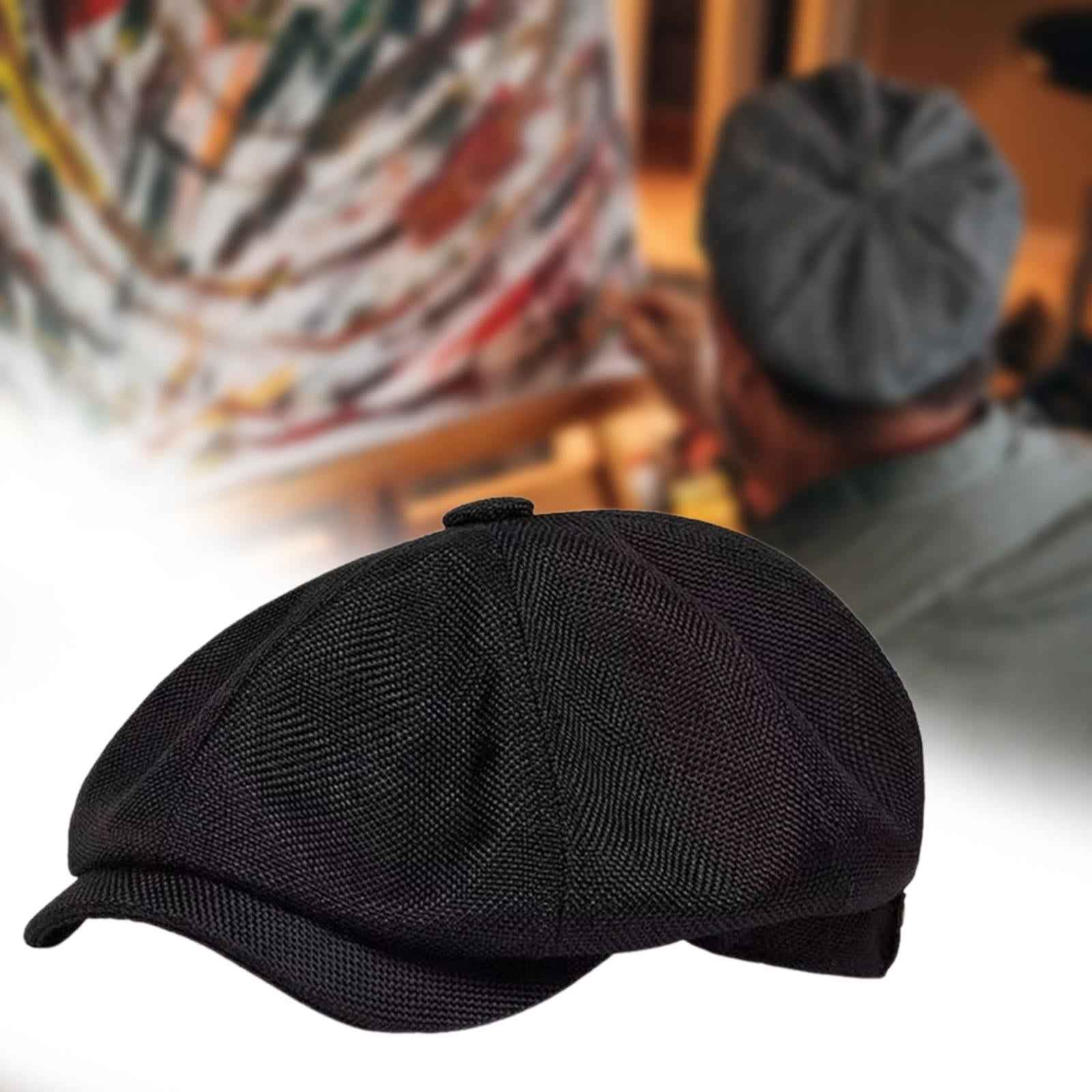 Beret Hat Summer Cabbie Driving Hat Flat Hat for Driving Camping Accessories Black