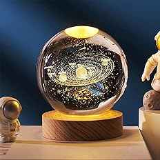 3D Acrylic LED Night Light with Durable Plastic Base Decorative Table Lamp (Solar Planet)