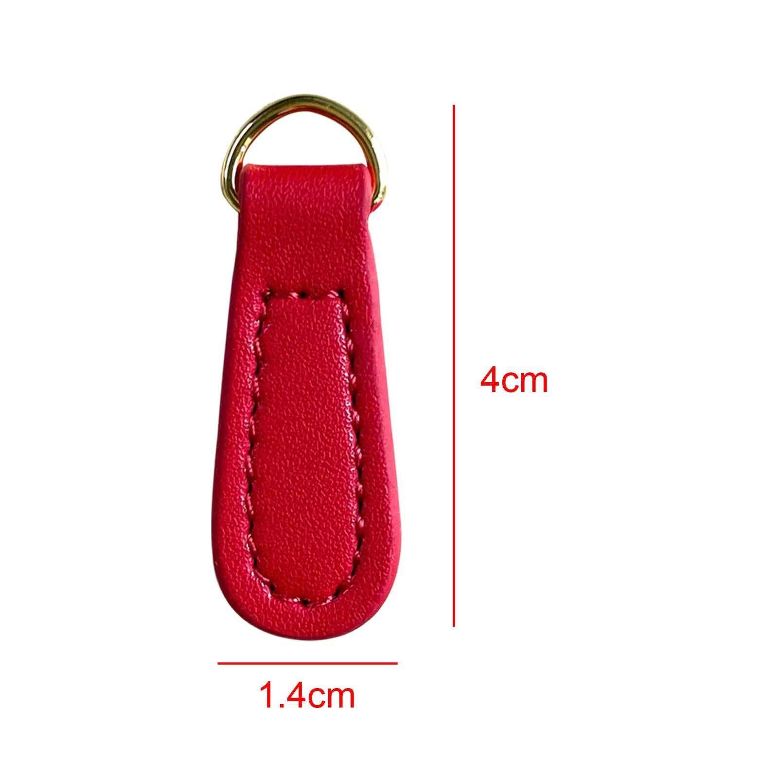 2x Zipper Pulls PU Leather Pull Strap Zip Puller Tag for Suitcase Jacket Bag Red