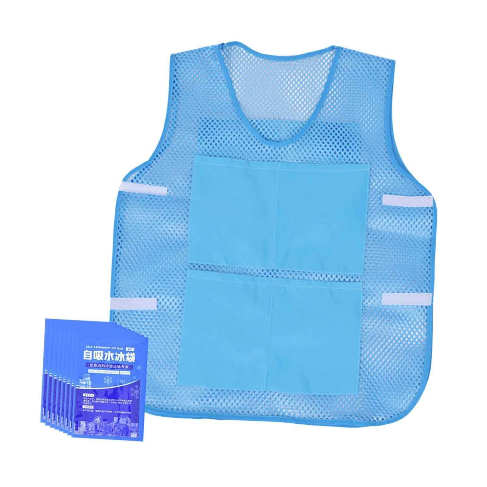 Summer Cooling Vest with 8 Ice Packs for Hot Weather Working Fishing Cycling Blue