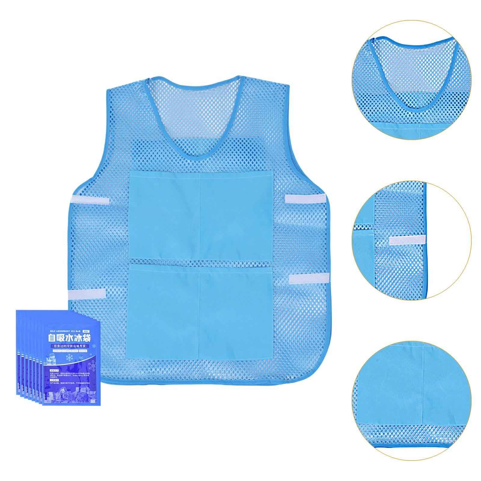 Summer Cooling Vest with 8 Ice Packs for Hot Weather Working Fishing Cycling Blue