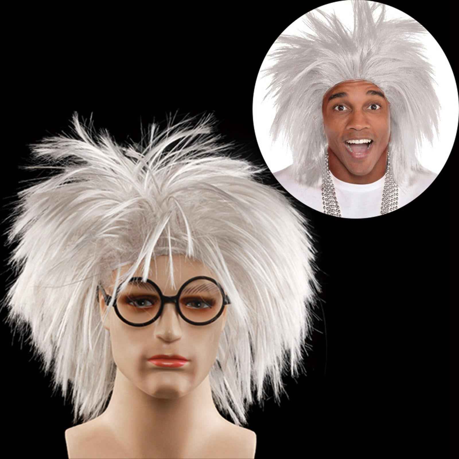 Old Man Wig Dressing up Old Teacher Wig Role Play Physicist Wig Adults Men Wig and Glasses